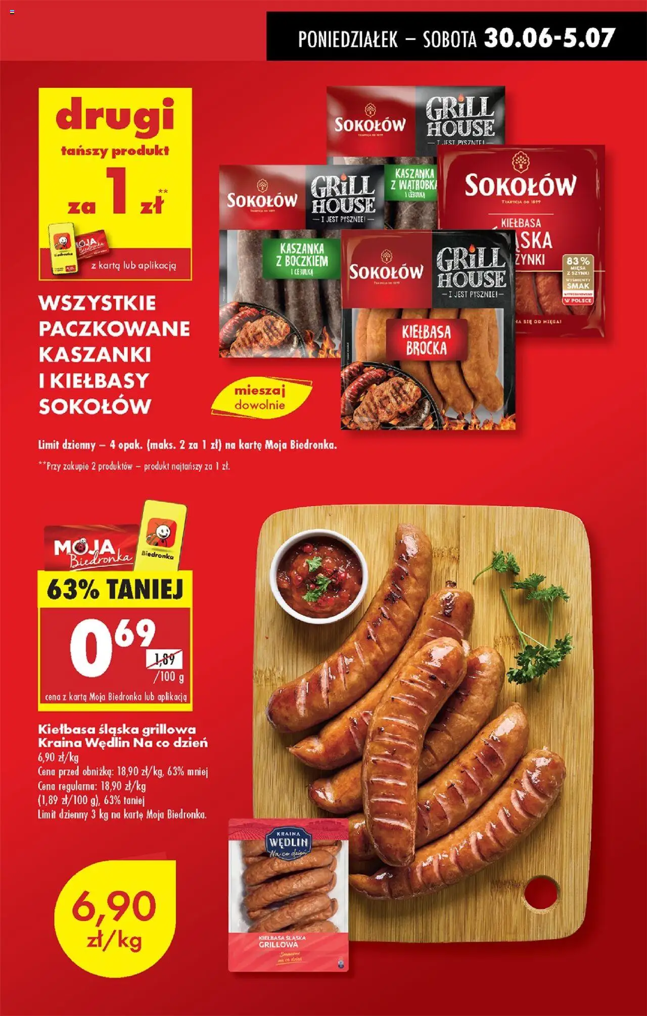 Biedronka gazetka od 30.06.2025 | Strona: 13 | Produkty: Kiełbasa, Karta, Kaszanka, Kiełbasa śląska