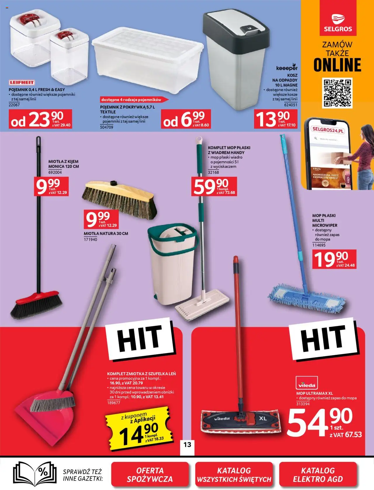 Selgros cash&carry Gazetka - Oferta przemysłowa od 09.10.2025 | Strona: 13 | Produkty: Kosz, Vileda