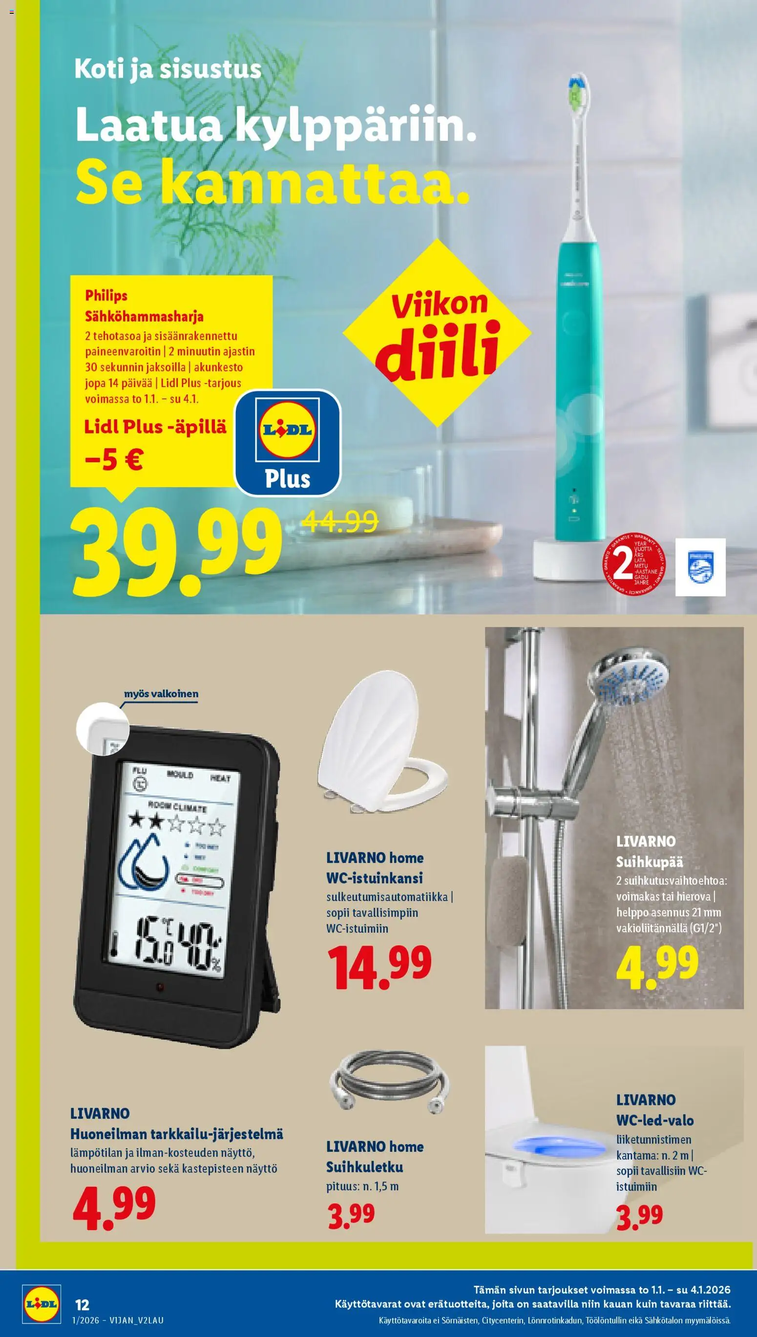 Lidl tarjoukset – voimassa 01.12.2025 alkaen | Sivu: 14 | Tuotteet: Sähköhammasharja, WC, Näyttö