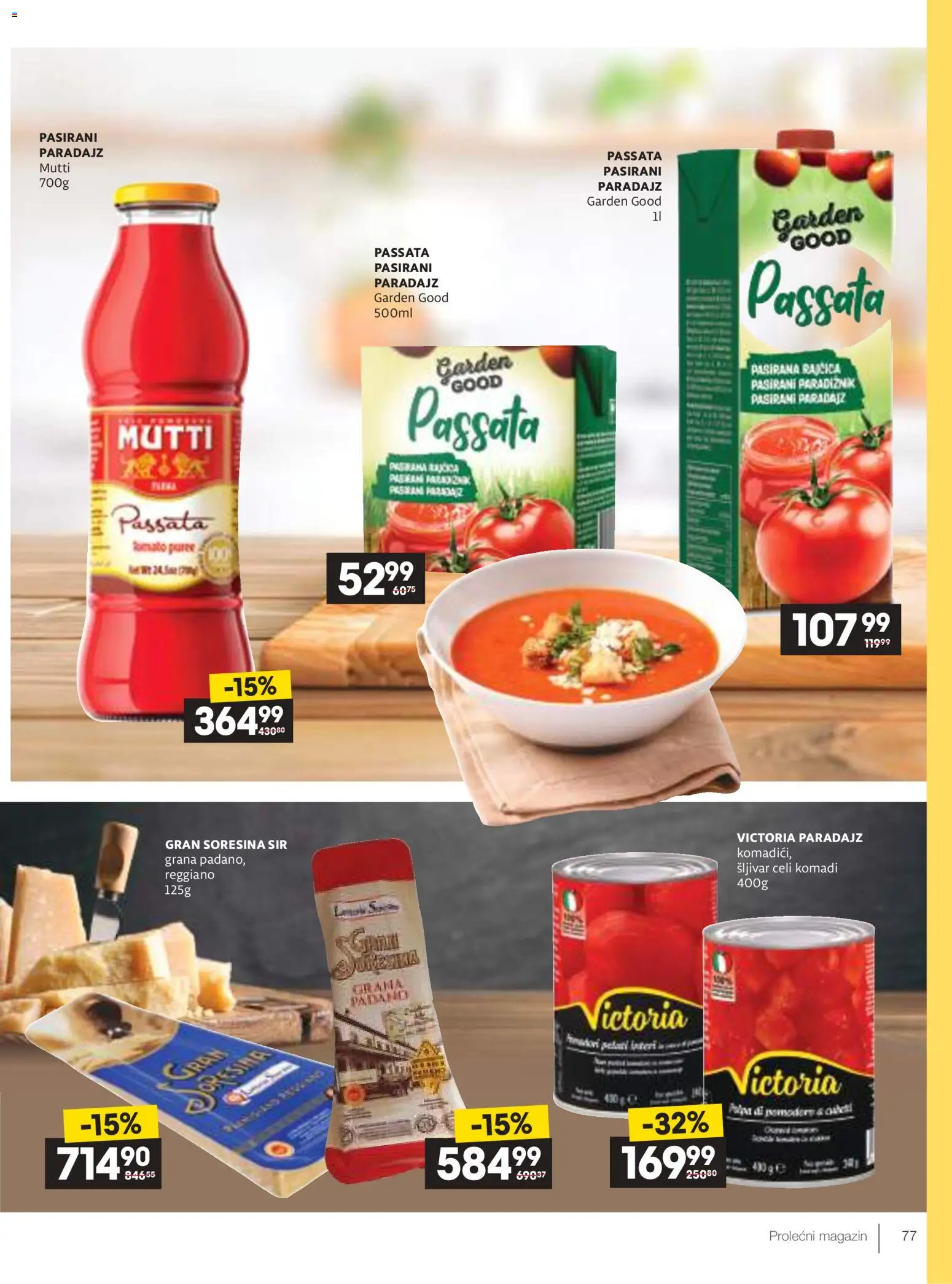 Idea katalog - važi od 09.04.2026 | Strana: 77 | Proizvode: Pasirani paradajz, Sir, Paradajz