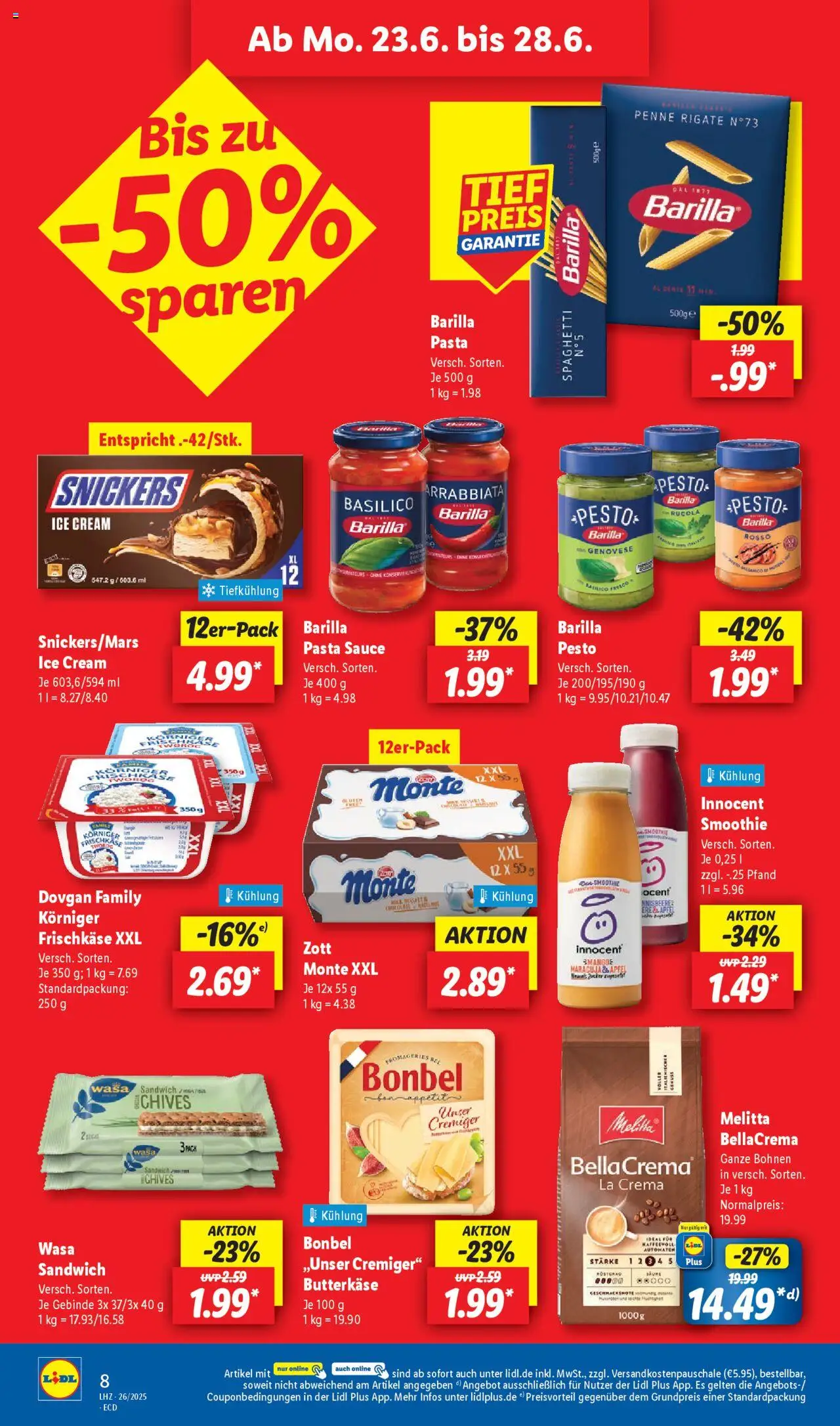 Lidl Prospekt 	 - gültig ab dem 23.06.2025 | Seite: 10 | Produkte: Barilla, Äpfel, Snickers, Pasta