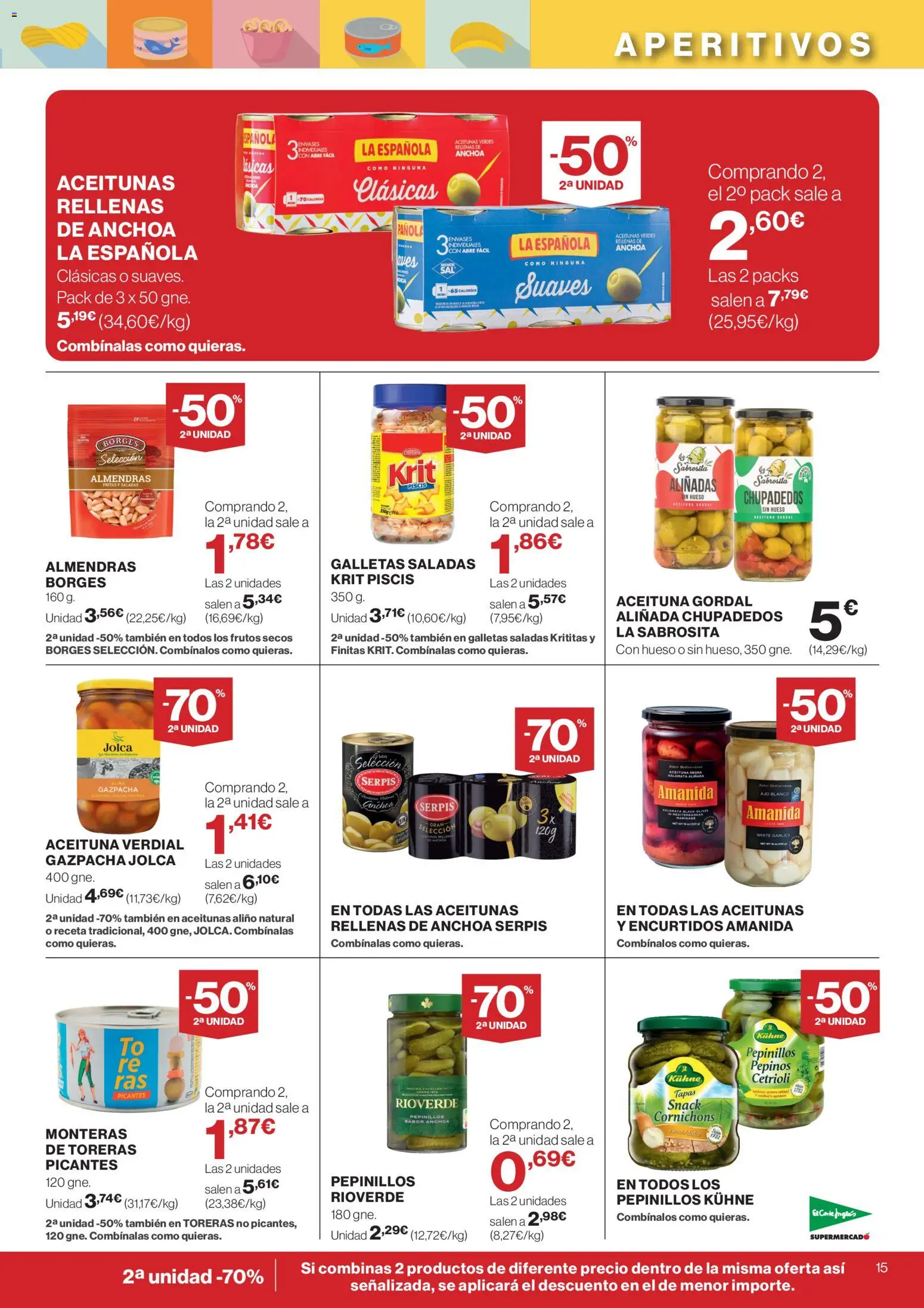 El Corte Inglés ofertas │ válido desde el 09.04.2026 | Página: 15 | Productos: Frutos secos, Galletas, Pepinos, Anchoa