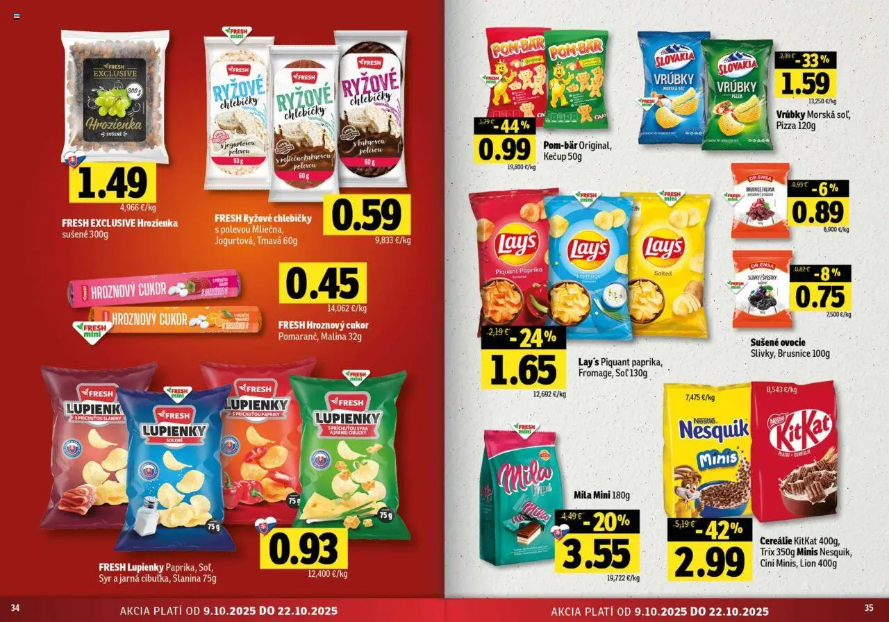 Nové Fresh akcie – leták je platný od 09.10.2025 | Strana: 18 | Produkty: Slanina, Kečup, Mila, Hrozienka