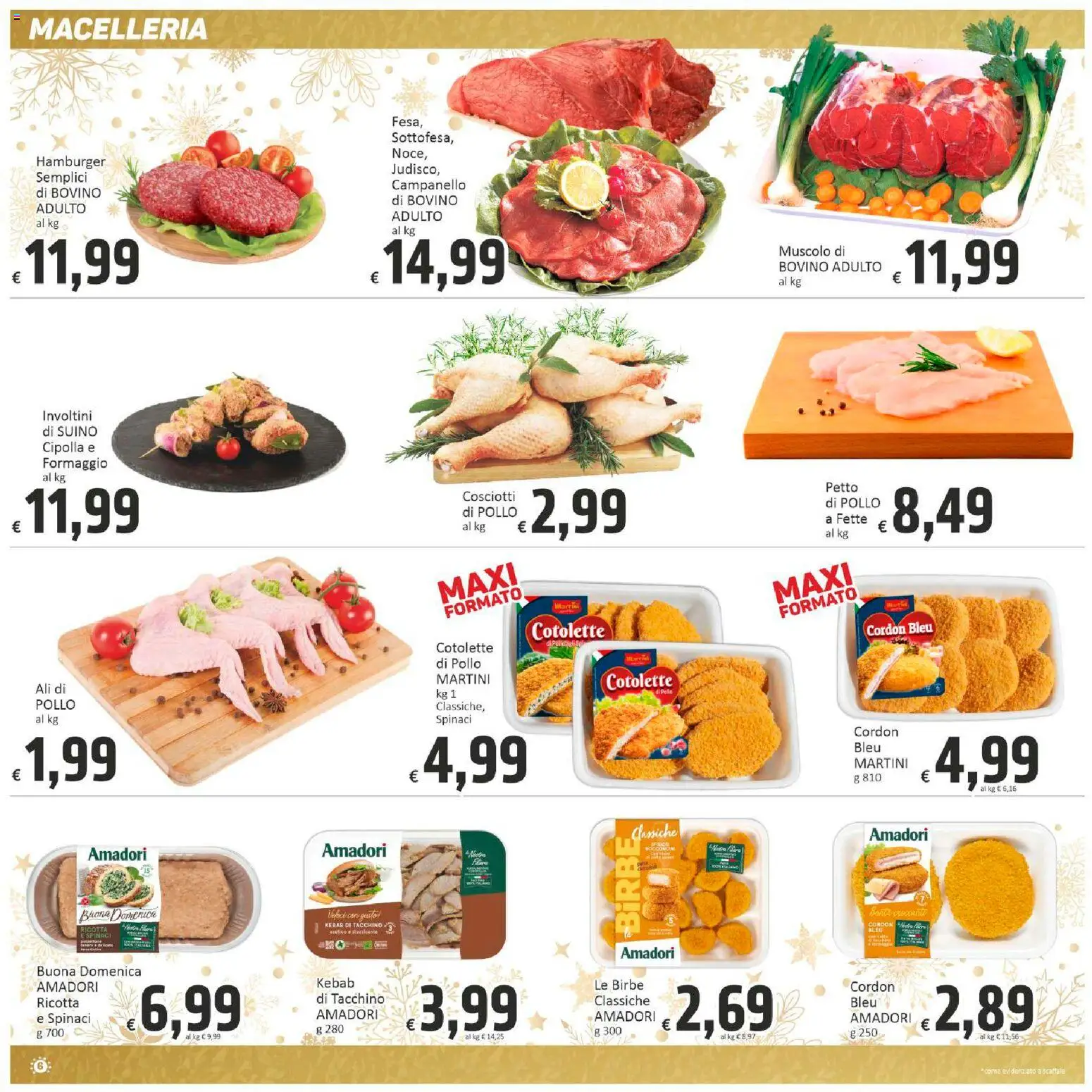 Volantino Paghi Poco del 27.12.2025 | Pagina: 6 | Prodotti: Bovino, Tacchino, Spinaci, Hamburger
