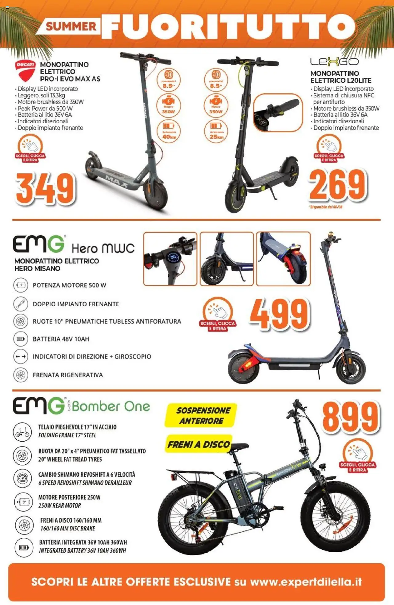 Volantino Expert del 31.07.2025 | Pagina: 26 | Prodotti: Monopattino, Disco, Batteria, Monopattino elettrico
