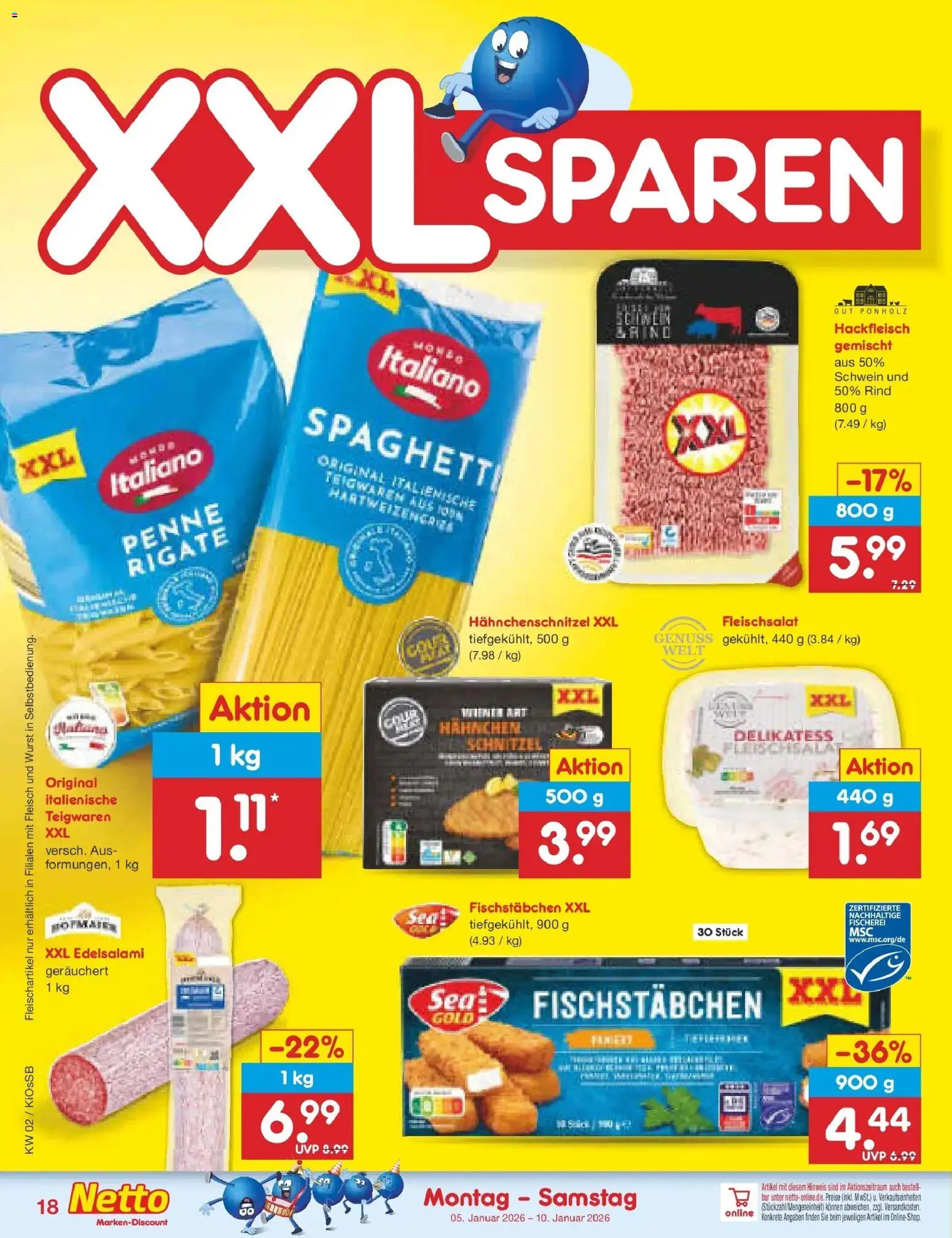 Netto Marken-Discount - Netto: Wochenangebote – gültig ab 04.01.2026 | Seite: 18 | Produkte: Schnitzel, Fischstabchen, Fleisch, Hackfleisch