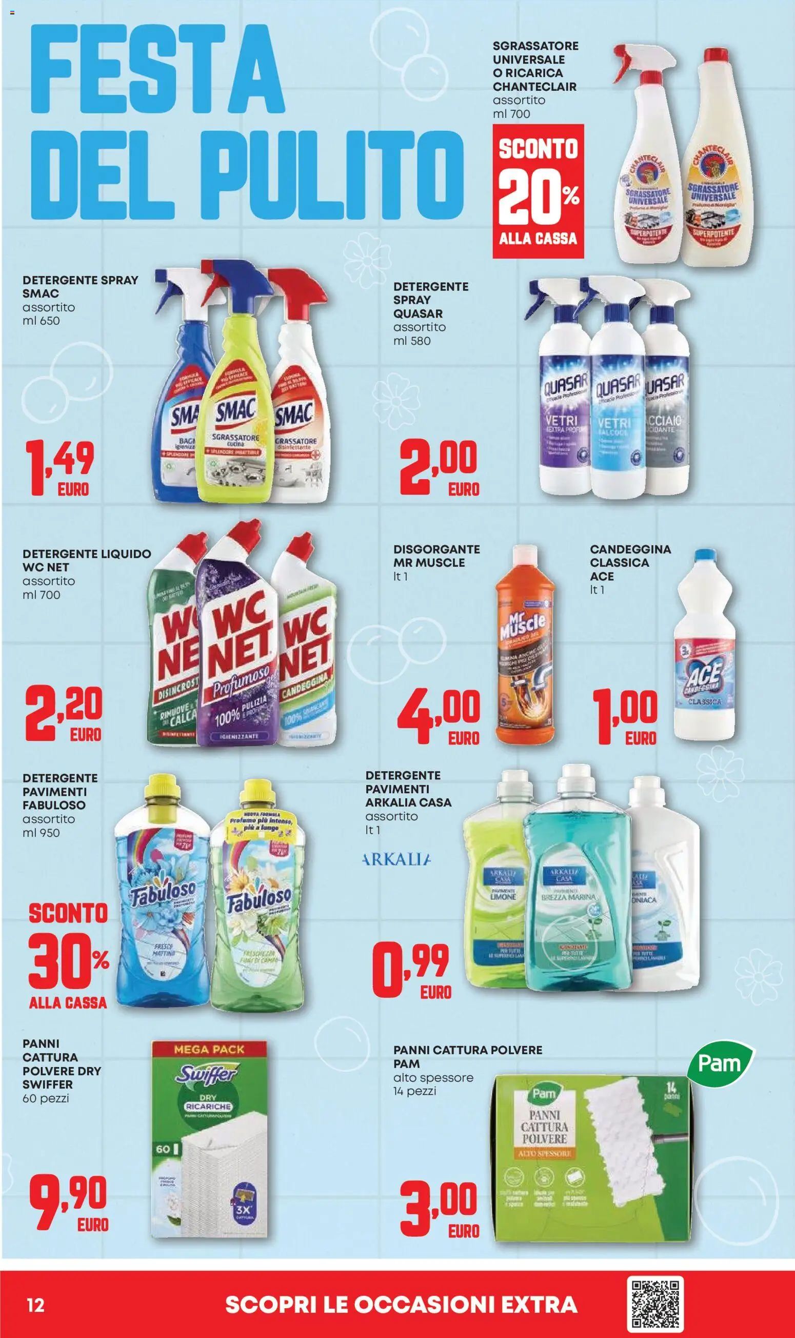 Volantino PAM del 07.04.2026 | Pagina: 12 | Prodotti: Detergente, Candeggina, Sgrassatore, WC