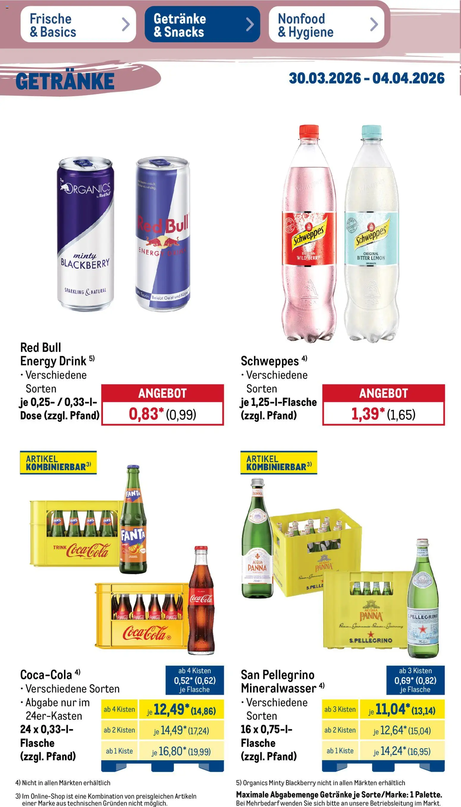 Metro Prospekt 	 – gültig ab 30.03.2026 | Seite: 28 | Produkte: Fanta, Energy, Schweppes, Mineralwasser