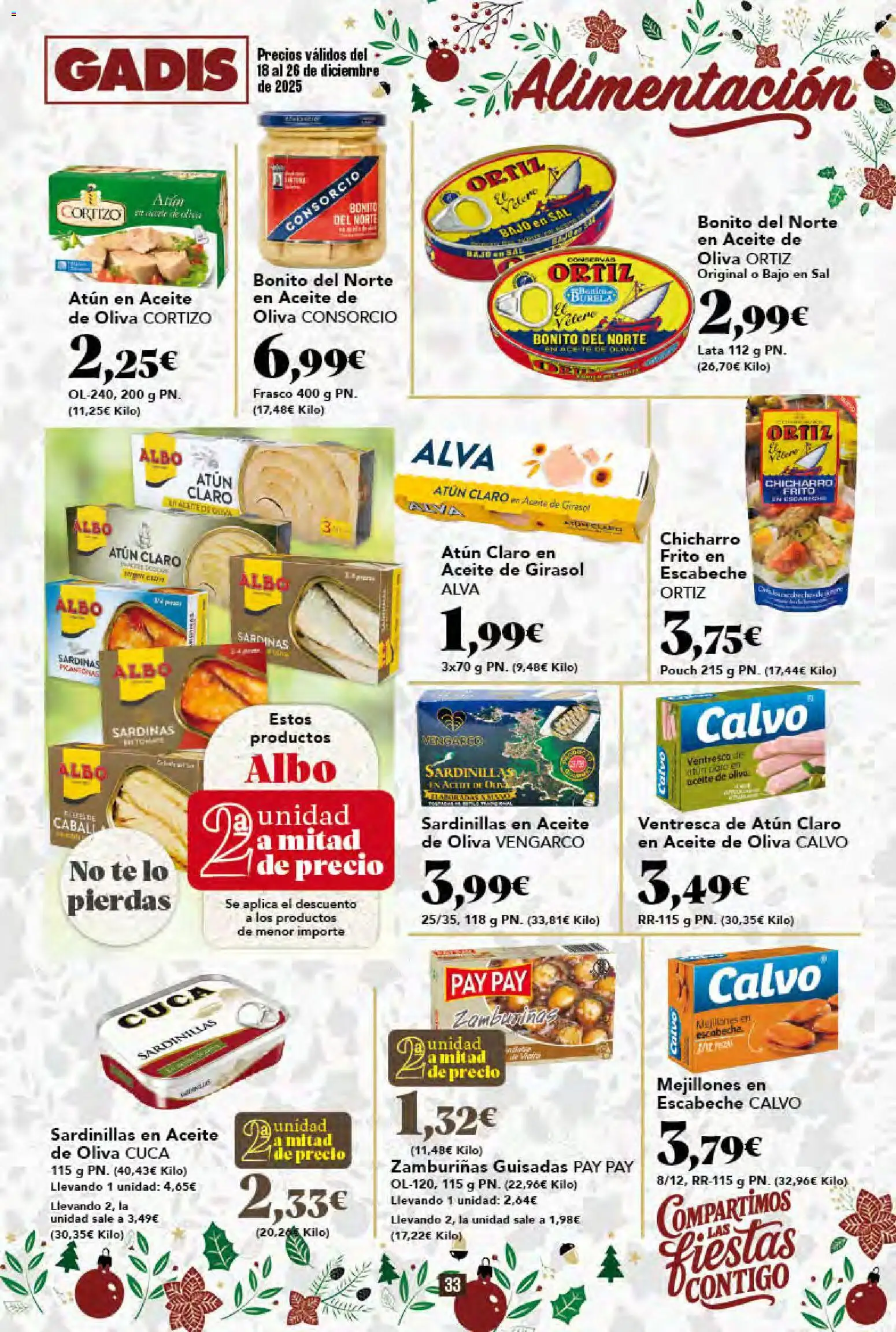 Gadis - folleto │ válido desde el 18.12.2025 | Página: 33 | Productos: Aceite, Aceite de oliva, Aceite de girasol, Atún claro