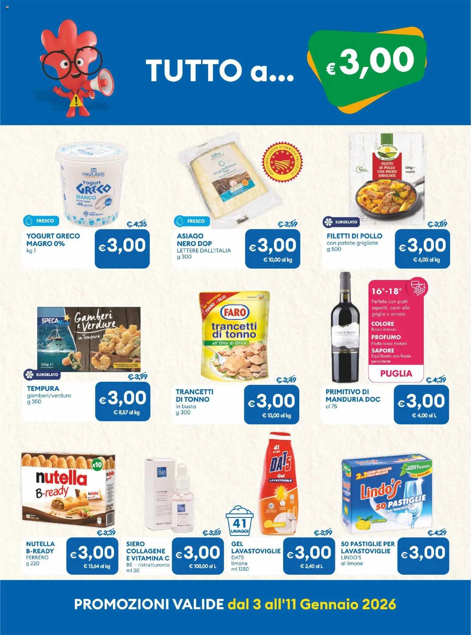 Volantino MD Discount del 03.01.2026 | Pagina: 9 | Prodotti: Pastiglie per lavastoviglie, Gamberi, Lavastoviglie, Griglia