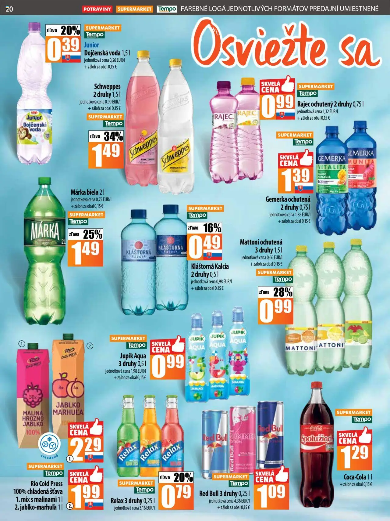 COOP Jednota leták │ platný od 24.07.2025 | Strana: 20 | Produkty: Rajec, Red Bull, Gemerka, Hrozno