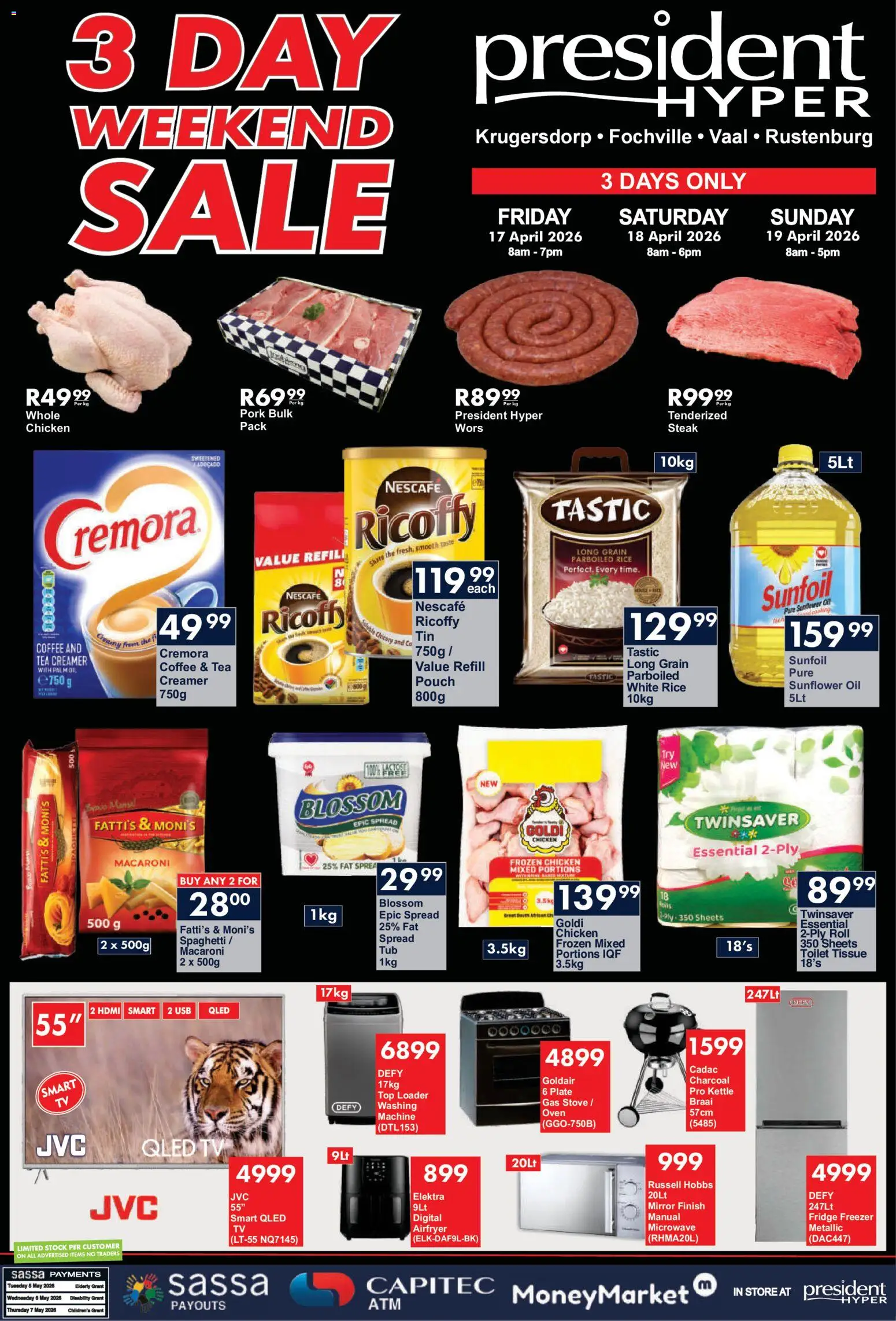 New President Hyper catalogue – valid from 17.04.2026 | Page: 1 | Products: Freezer, Kettle, Steak, Tea