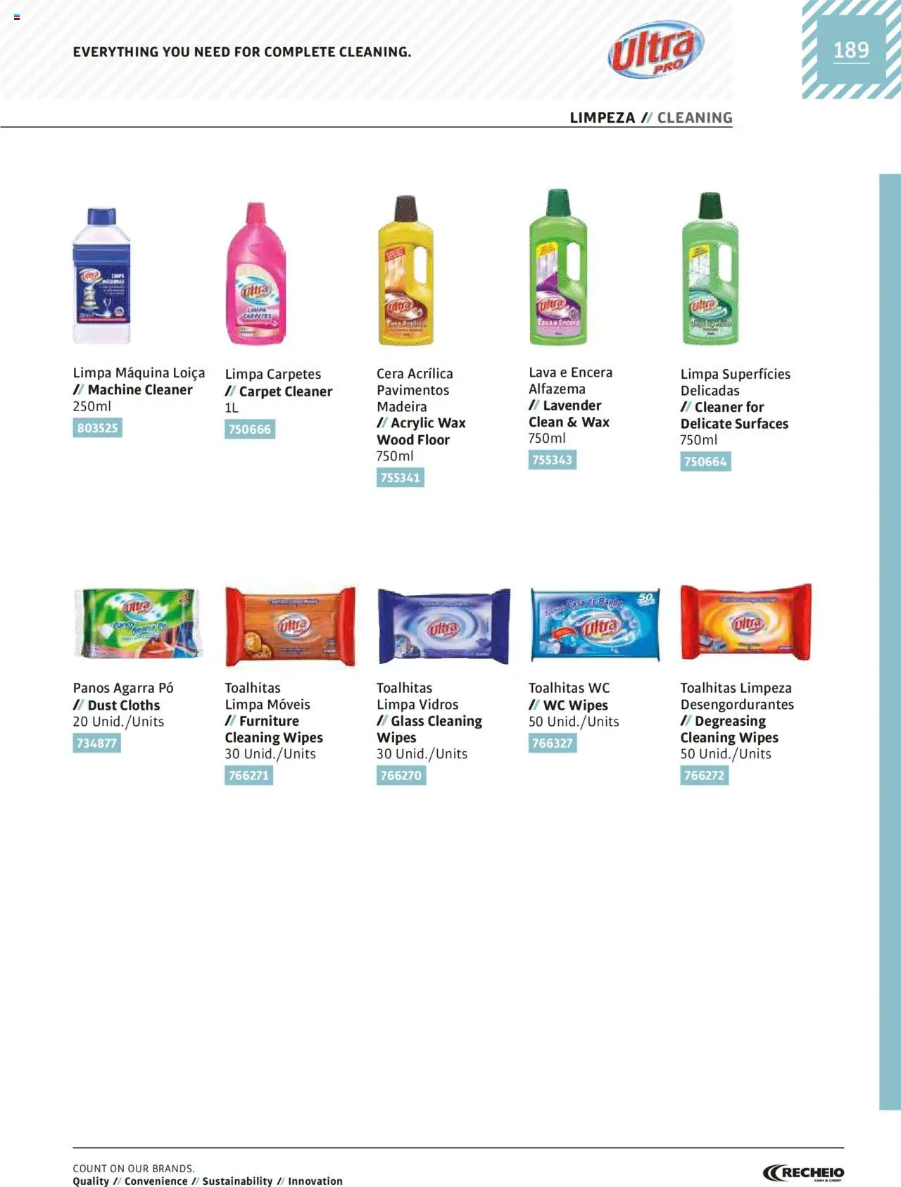 Recheio AS NOSSAS MARCAS │ válido de 19.12.2023 | Página: 189 | Produtos: Pó, Limpa móveis, Cera, Limpa vidros
