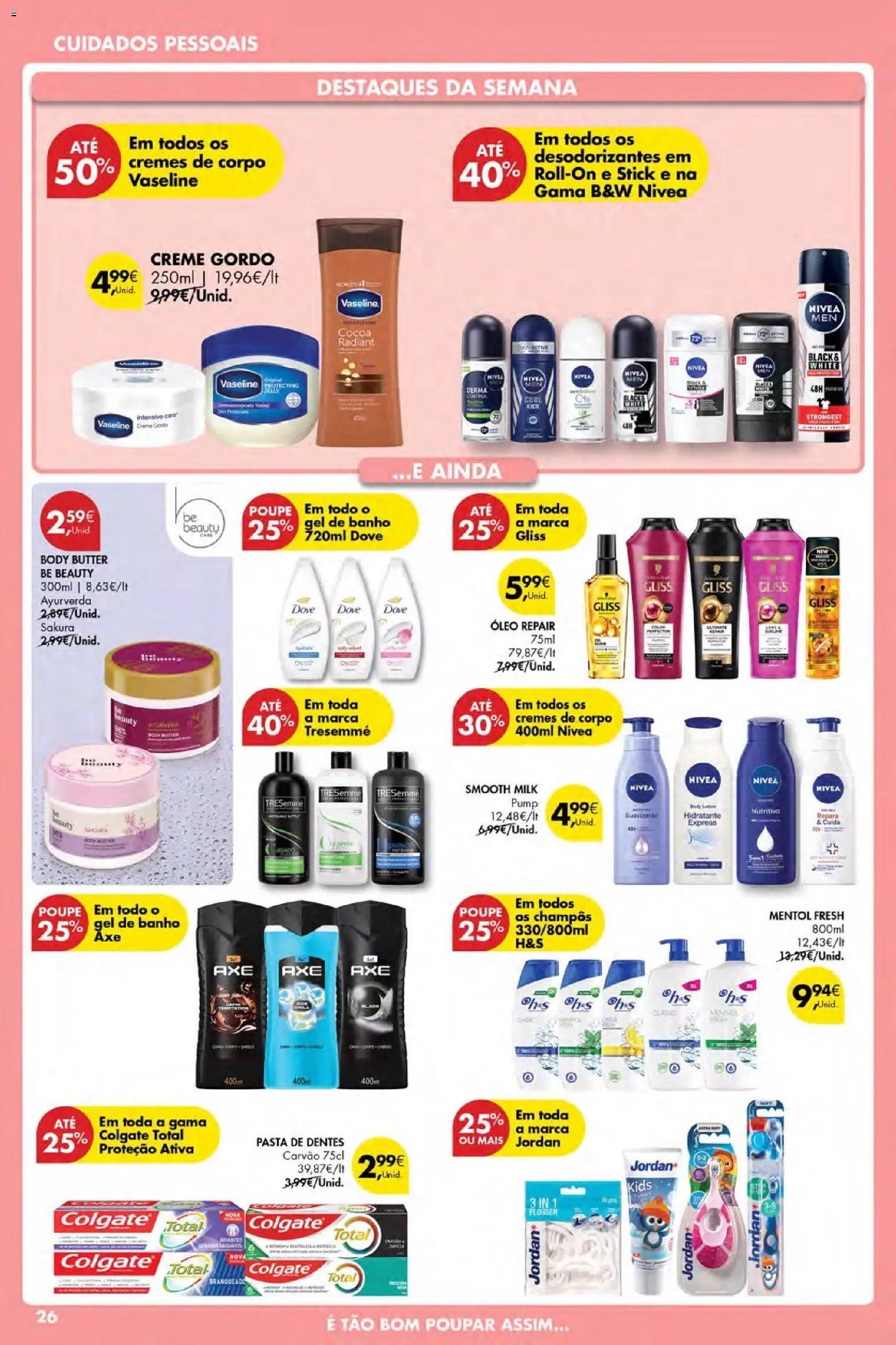 Pingo Doce Poupe Esta Semana Açores │ válido de 19.02.2026 | Página: 26 | Produtos: Gel de banho, Pasta de dentes, Óleo, Creme