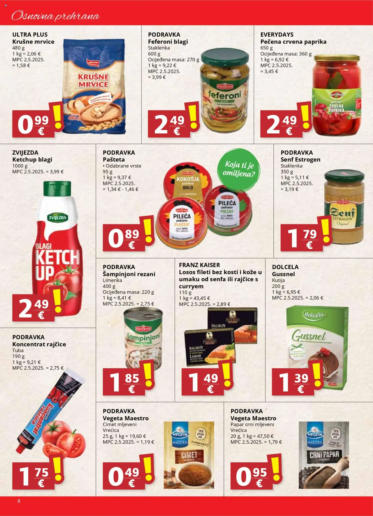 Ultra Gros katalog | vrijedi od 19.11.2025 | Stranica: 8 | Proizvodi: Krušne mrvice, Šampinjoni, Vegeta, Feferoni