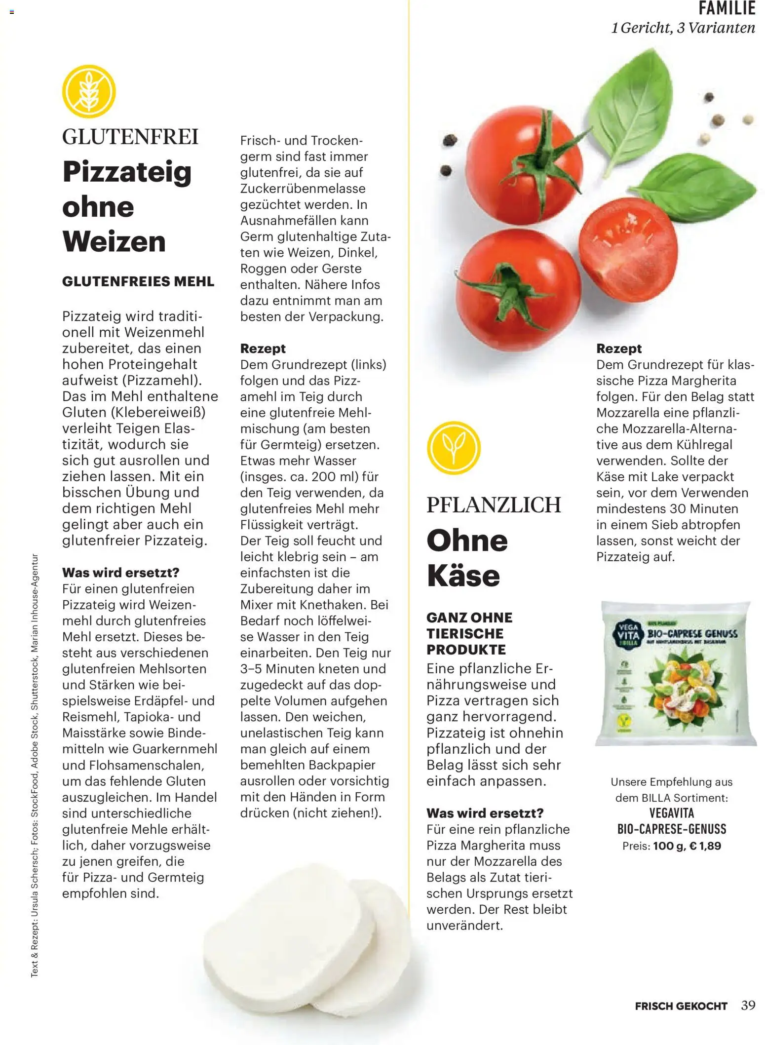 Billa  Frisch Gekocht gültig ab 01.12.2025 | Seite: 39 | Produkte: Wasser, Fariinisokeri, Käse, Pizza