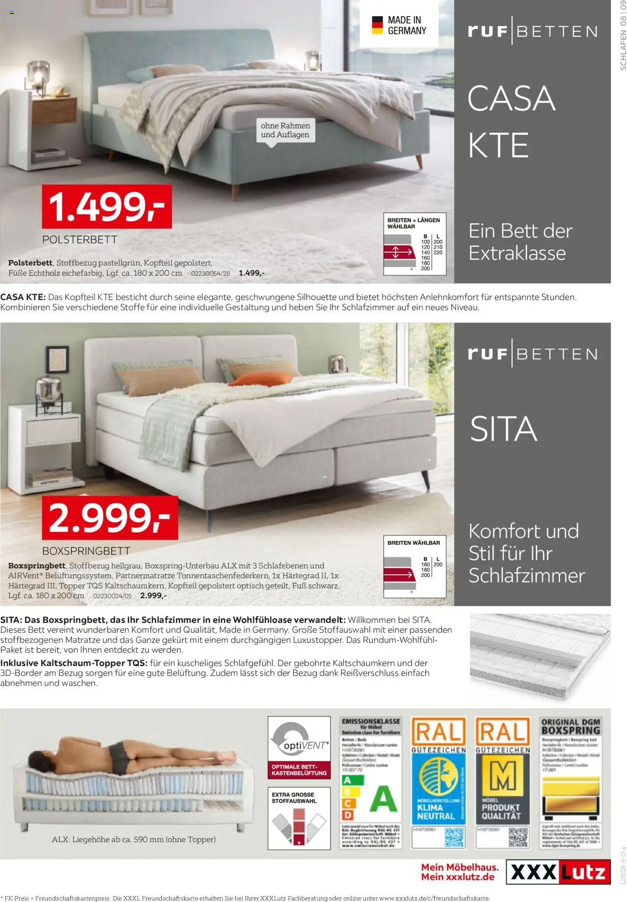 XXXL Lutz Schlafen Spezial - gültig ab dem 28.07.2025 | Seite: 9 | Produkte: Bett, Matratze, Boxspringbett, Polsterbett