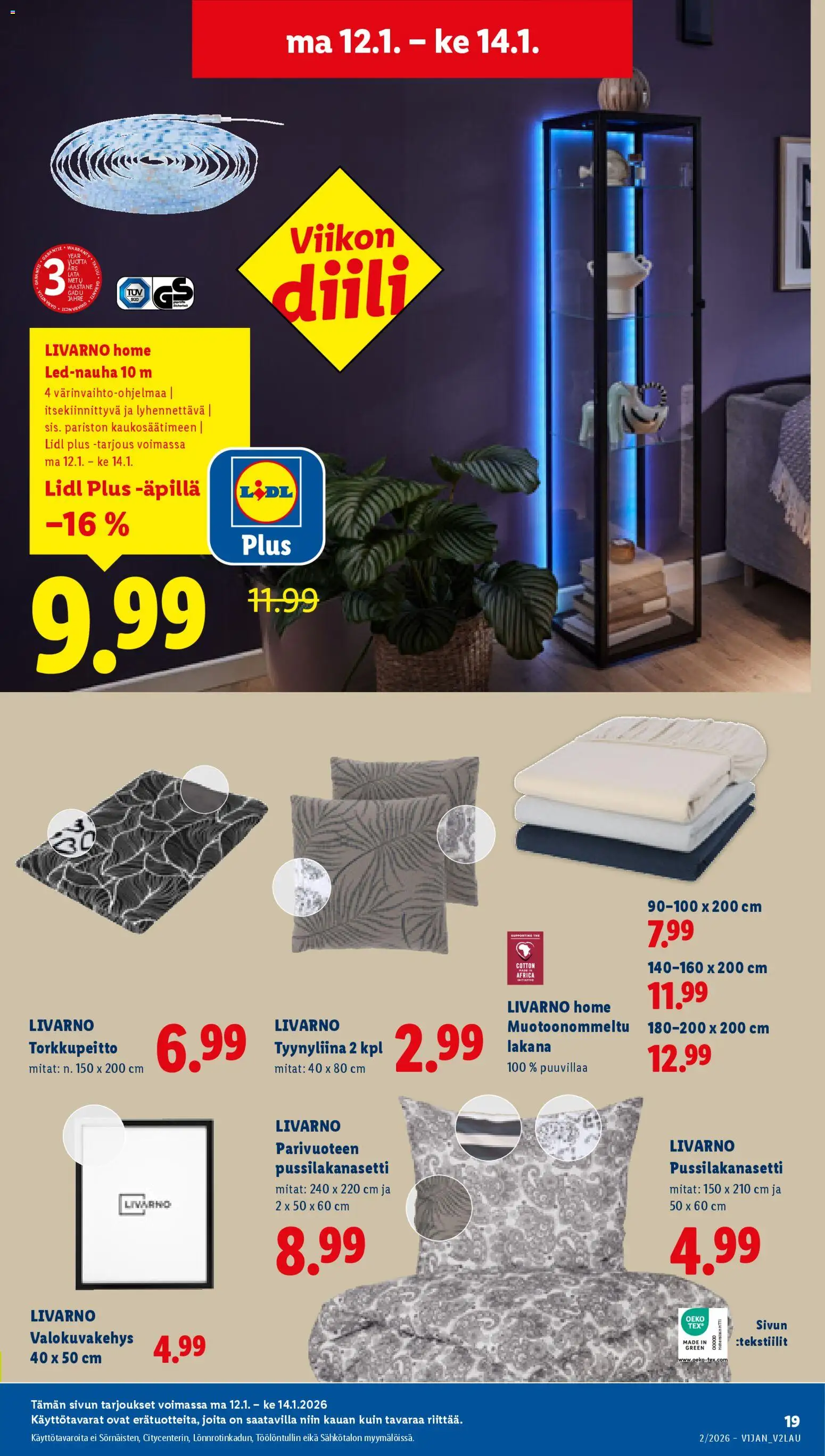 Lidl tarjoukset - Rovaniemi – voimassa 08.01.2026 alkaen | Sivu: 23 | Tuotteet: Pussilakanasetti, Valokuvakehys, Lakana, Tyynyliina