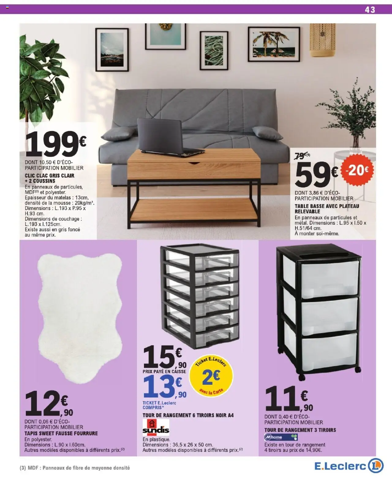  | Page: 43 | Produits: Table basse, Table, Tiroirs, Tapis