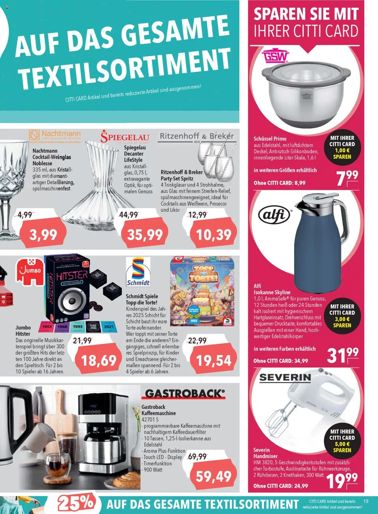 CITTI Markt Prospekt 	 – gültig ab 08.10.2025 | Seite: 17 | Produkte: Kaffeemaschine, Likör, Handmixer, Prosecco