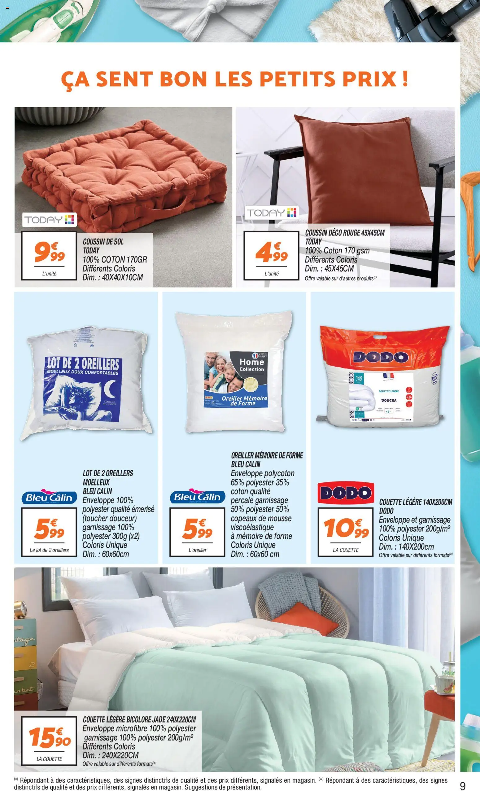 {H1} | Page: 9 | Produits: Enveloppe, Mousse, Oreiller, Couette