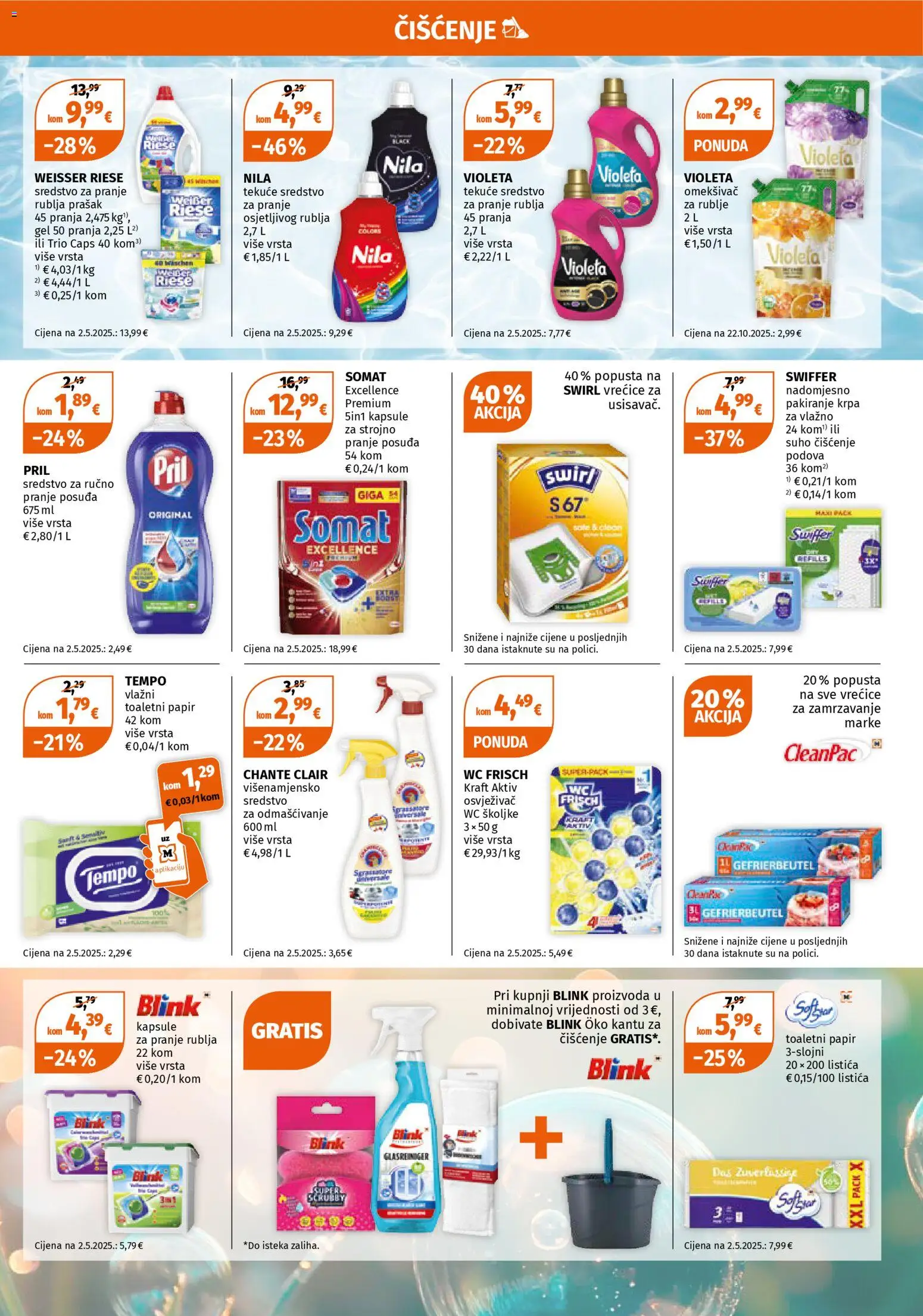 Müller katalog | vrijedi od 02.03.2026 | Stranica: 9 | Proizvodi: Osvježivač wc školjke, Somat, Violeta, Weisser Riese
