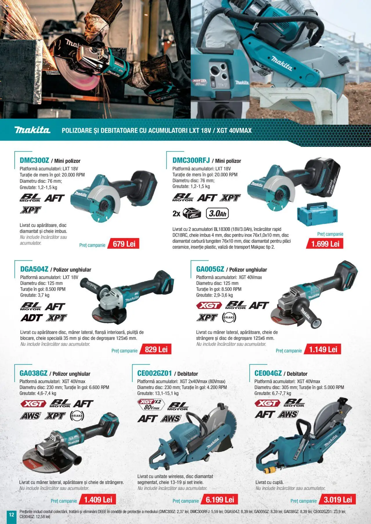 Noul catalog Makita – valabil de la 01.10.2025 | Pagină: 12 | Produse: Valiză, Disc, Polizor, Mâner