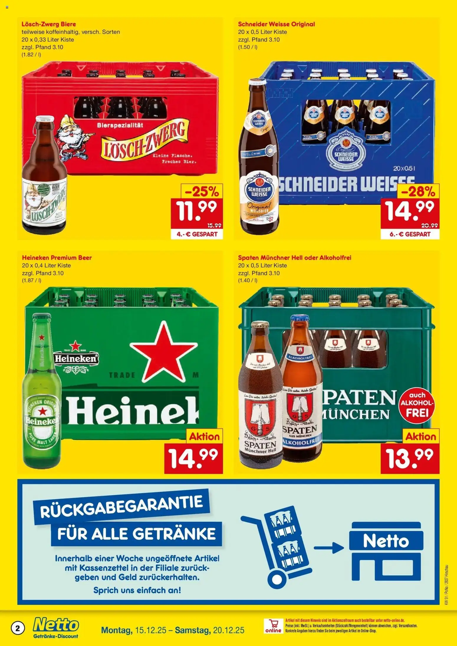 Netto Marken-Discount prospekt Hirschau	 – gültig ab 15.12.2025 | Seite: 2 | Produkte: Heineken