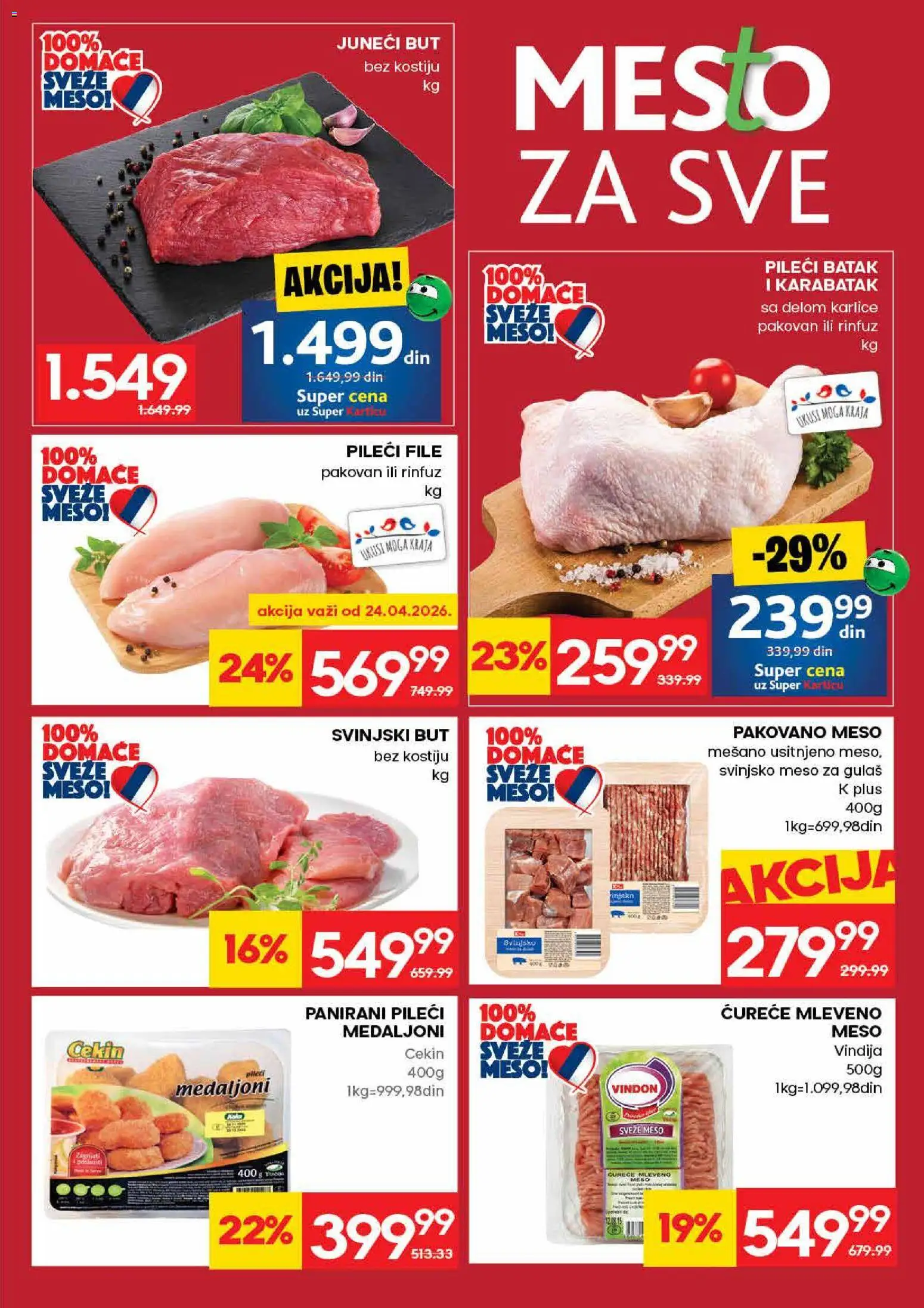 Roda katalog - važi od 23.04.2026 | Strana: 3 | Proizvode: Pileći file, Svinjsko meso, Svinjski but, Meso za gulaš