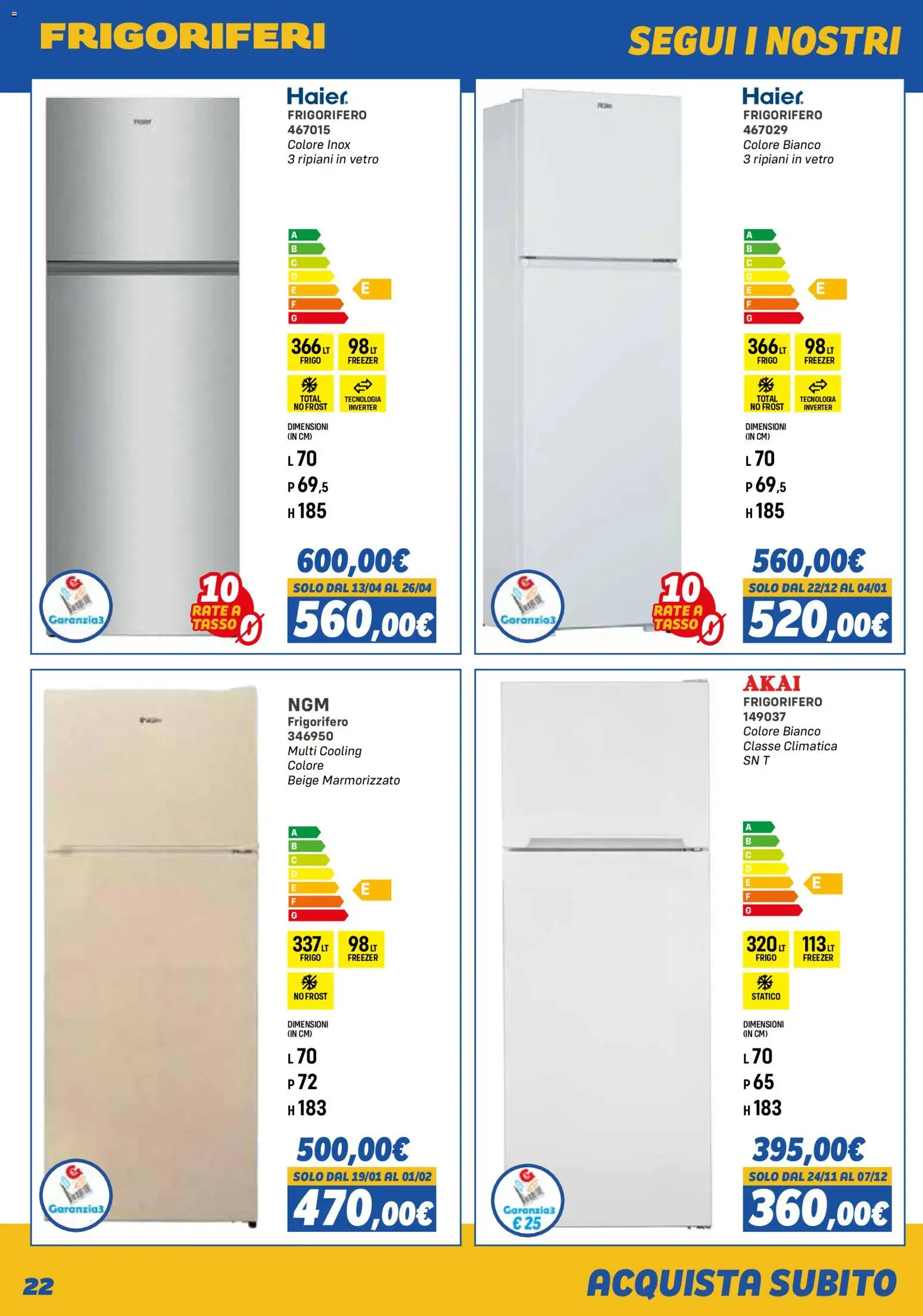 Volantino Orizzonte del 01.11.2025 | Pagina: 22 | Prodotti: Freezer, Frigorifero