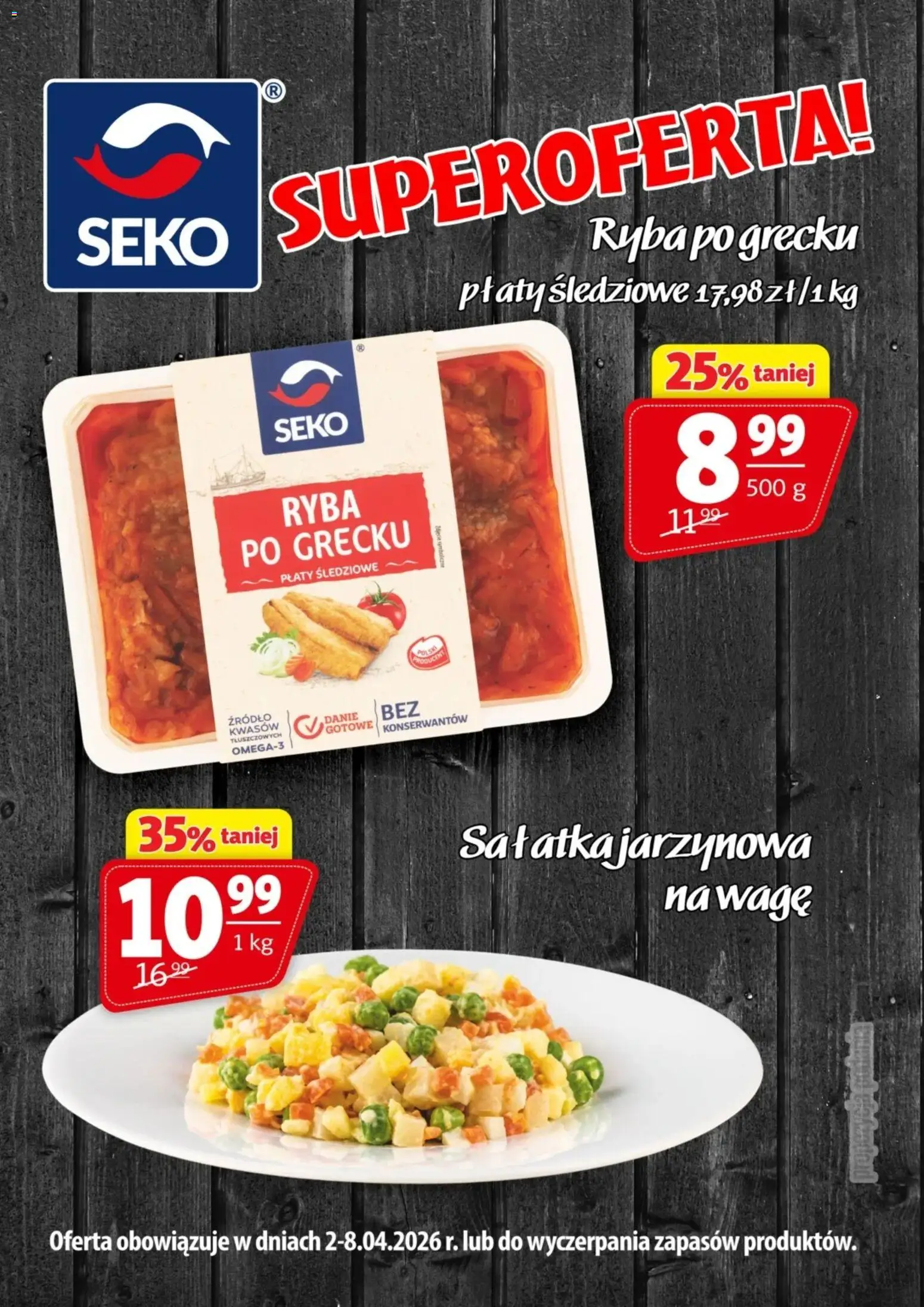 Prim Market promocja - Ryba Po Grecku; Sałatka Jarzynowa od 02.04.2026 | Strona: 1 | Produkty: Ryba po grecku, Ryba