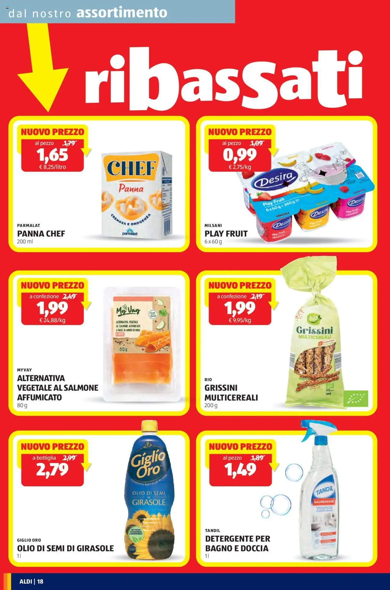 Volantino Aldi del 06.10.2025 | Pagina: 18 | Prodotti: Salmone, Olio, Lampone, Grissini
