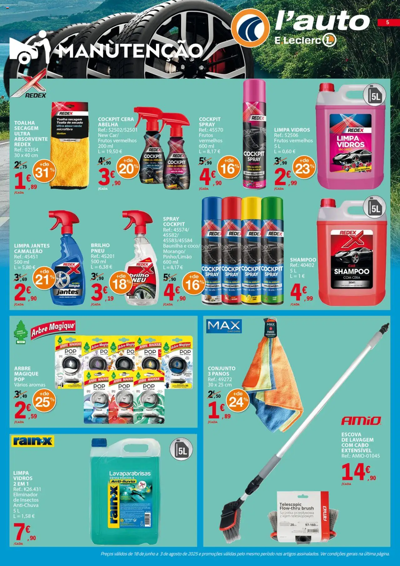 E.Leclerc - Folheto Auto │ válido de 18.06.2025 | Página: 5 | Produtos: Shampoo, Cera, Cera de abelha, Pneu