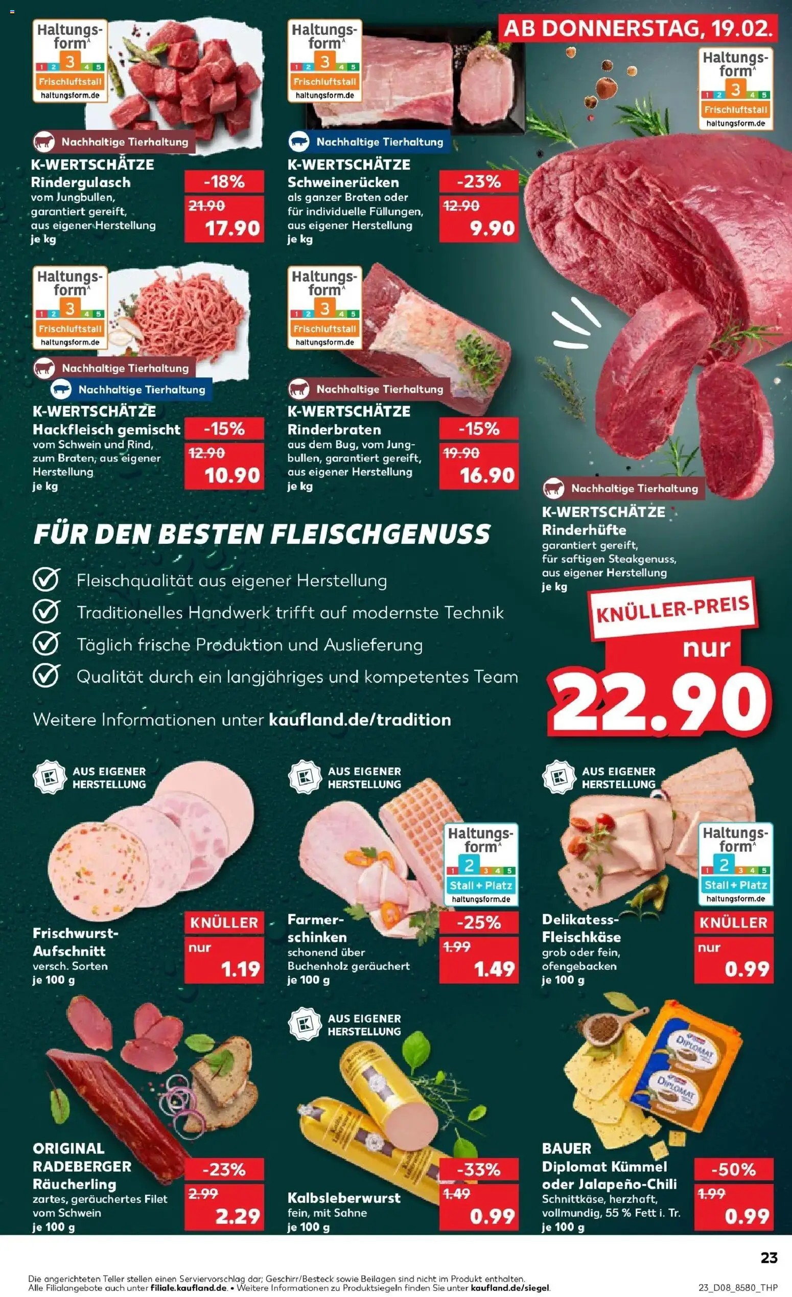 Kaufland prospekt Waldshut-Tiengen	 – gültig ab 19.02.2026 | Seite: 39 | Produkte: Rinderbraten, Rindergulasch, Schinken, Hackfleisch