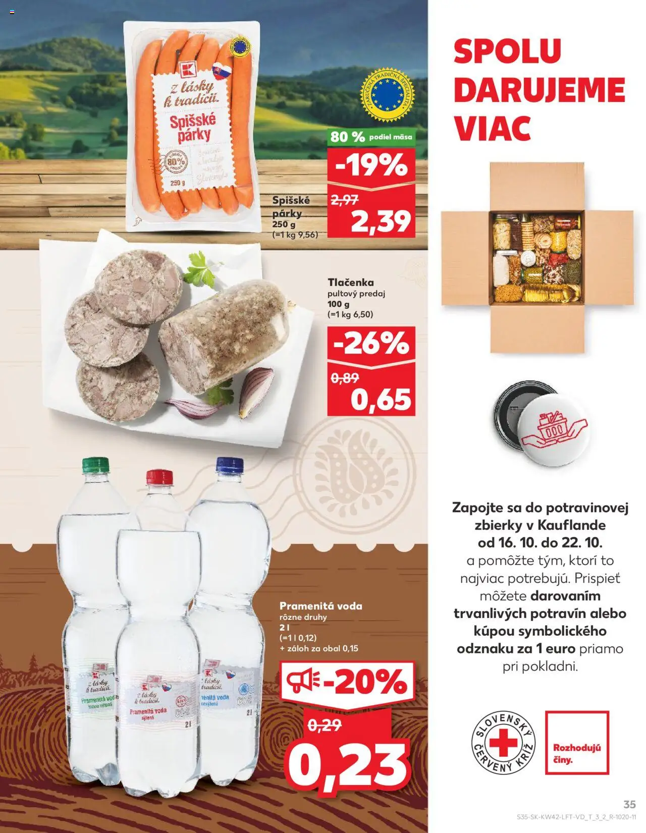 Nové Kaufland akcie – leták je platný od 16.10.2025 | Strana: 35 | Produkty: Voda, Párky