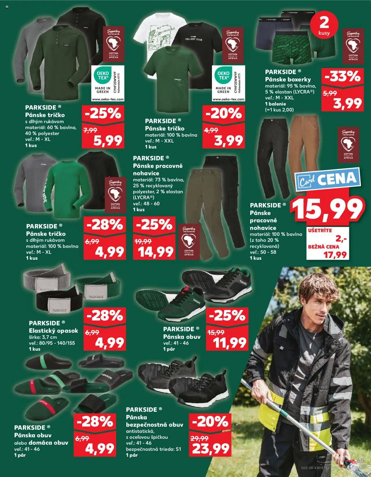 Nové Kaufland akcie – leták je platný od 09.10.2025 | Strana: 65 | Produkty: Parkside, Tričko, Boxerky, Opasok