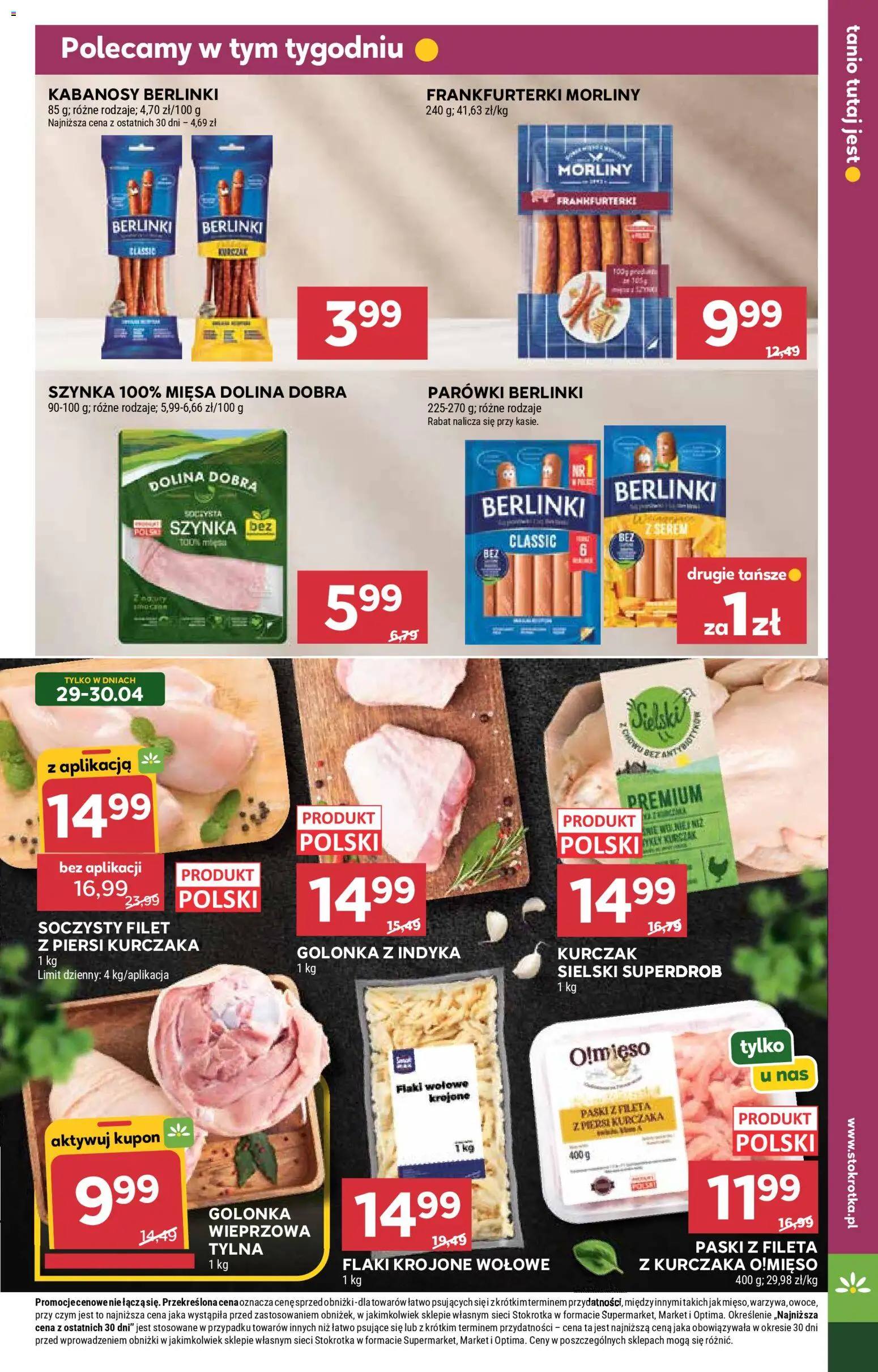 Stokrotka gazetka - Market od 29.04.2026 | Strona: 13 | Produkty: Kurczak, Piersi, Kabanosy, Flaki