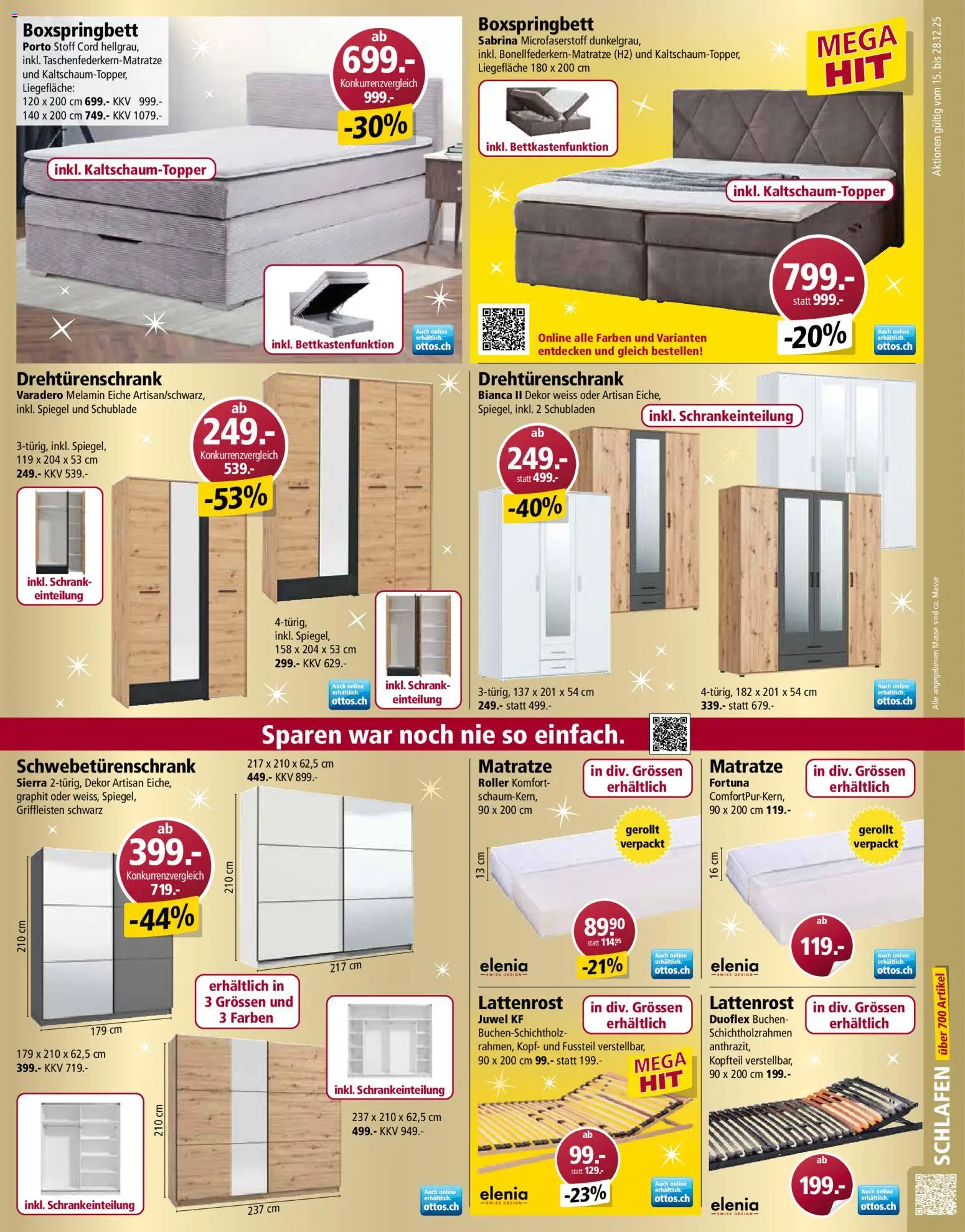Otto's Aktionen – gültig ab 15.12.2025 | Seite: 7 | Produkte: Matratze, Schrank, Spiegel, Drehtürenschrank