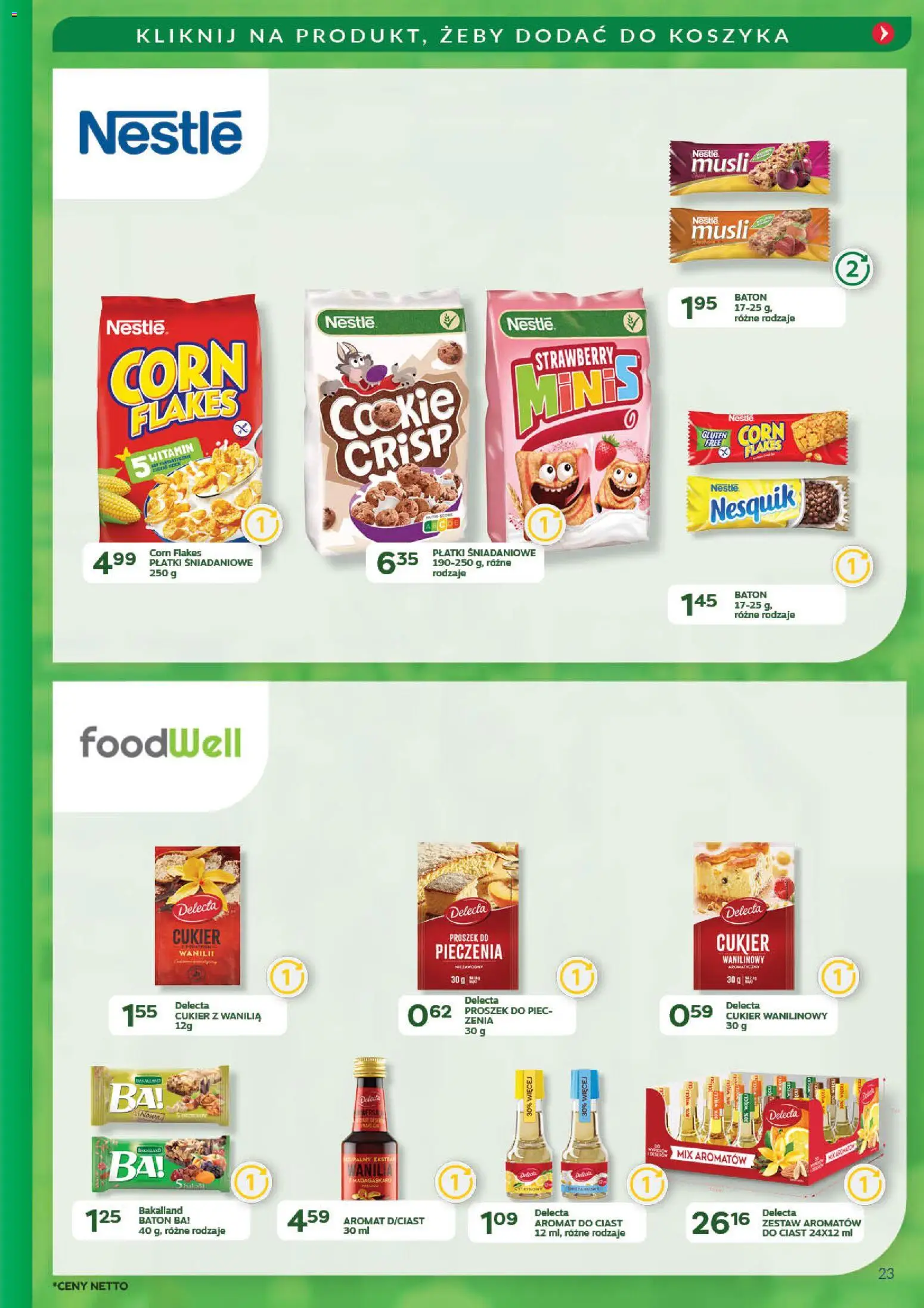 Eurocash Gazetka - Promocje na okrągło od 03.11.2025 | Strona: 23 | Produkty: Baton, Cukier wanilinowy, Płatki, Corn Flakes