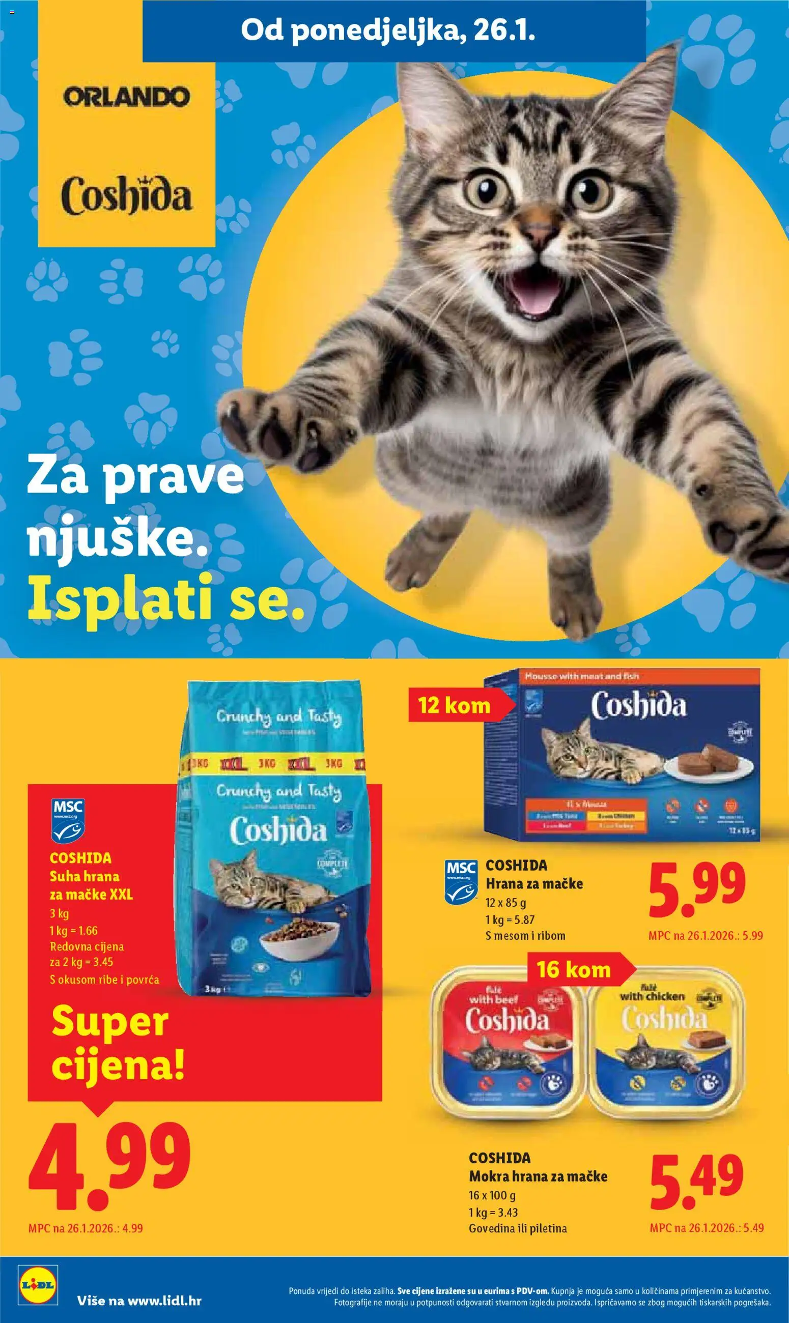 Lidl katalog | vrijedi od 26.01.2026 | Stranica: 12 | Proizvodi: Piletina, Govedina, Hrana za mačke