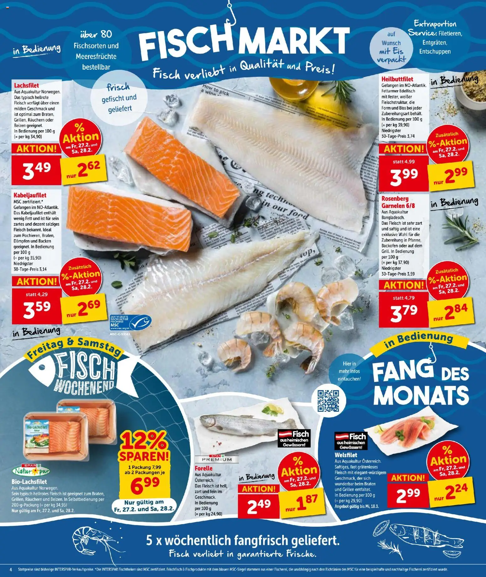 Interspar Flugblatt gültig ab 26.02.2026 | Seite: 4 | Produkte: Eis, Meeresfrüchte, Fisch