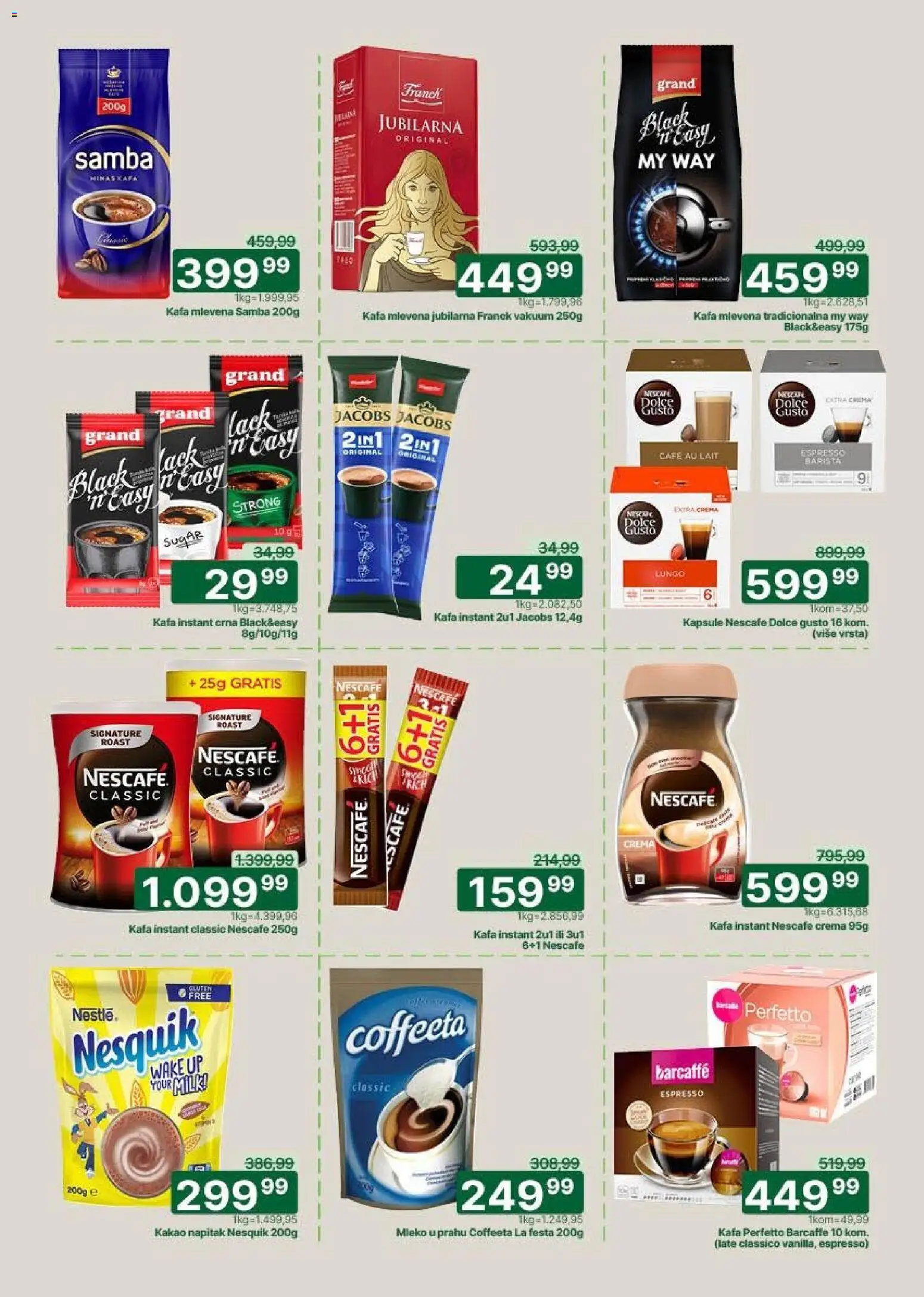 Univerexport katalog - važi od 27.04.2026 | Strana: 16 | Proizvode: Dolce Gusto, Barcaffé, Mleko, Kafa