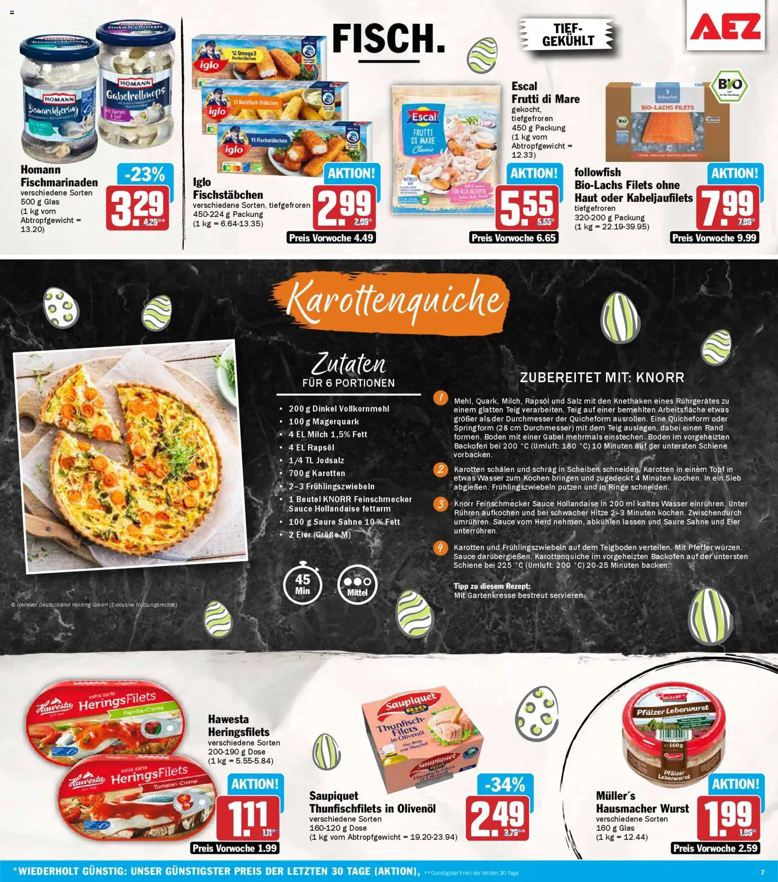 AEZ Prospekt 	 – gültig ab 23.03.2026 | Seite: 7 | Produkte: Knorr, Pfeffer, Wurst, Sahne