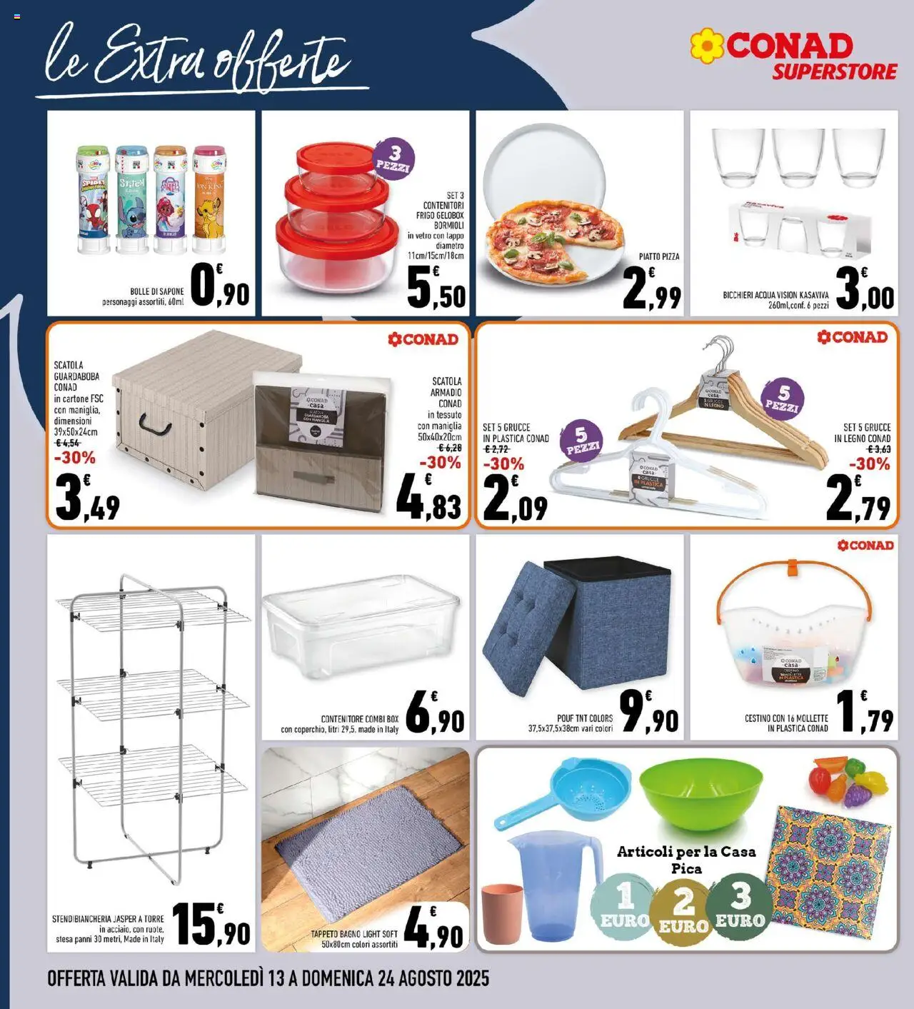 Volantino Conad del 13.08.2025 | Pagina: 26 | Prodotti: Pizza, Acqua, Contenitore, Tappeto