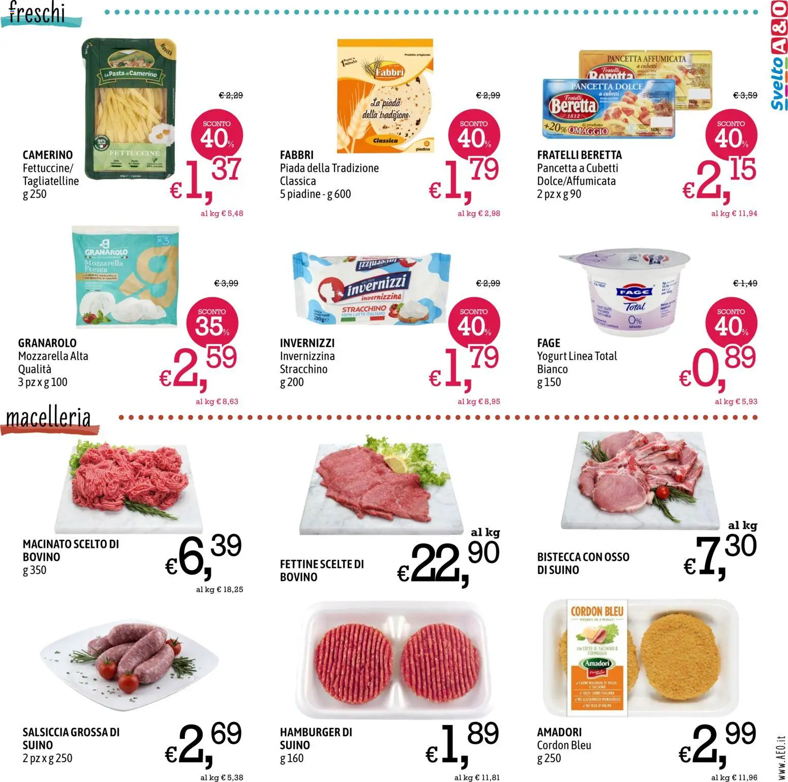 Volantino A&O del 16.03.2026 | Pagina: 3 | Prodotti: Bovino, Yogurt, Mozzarella, Hamburger