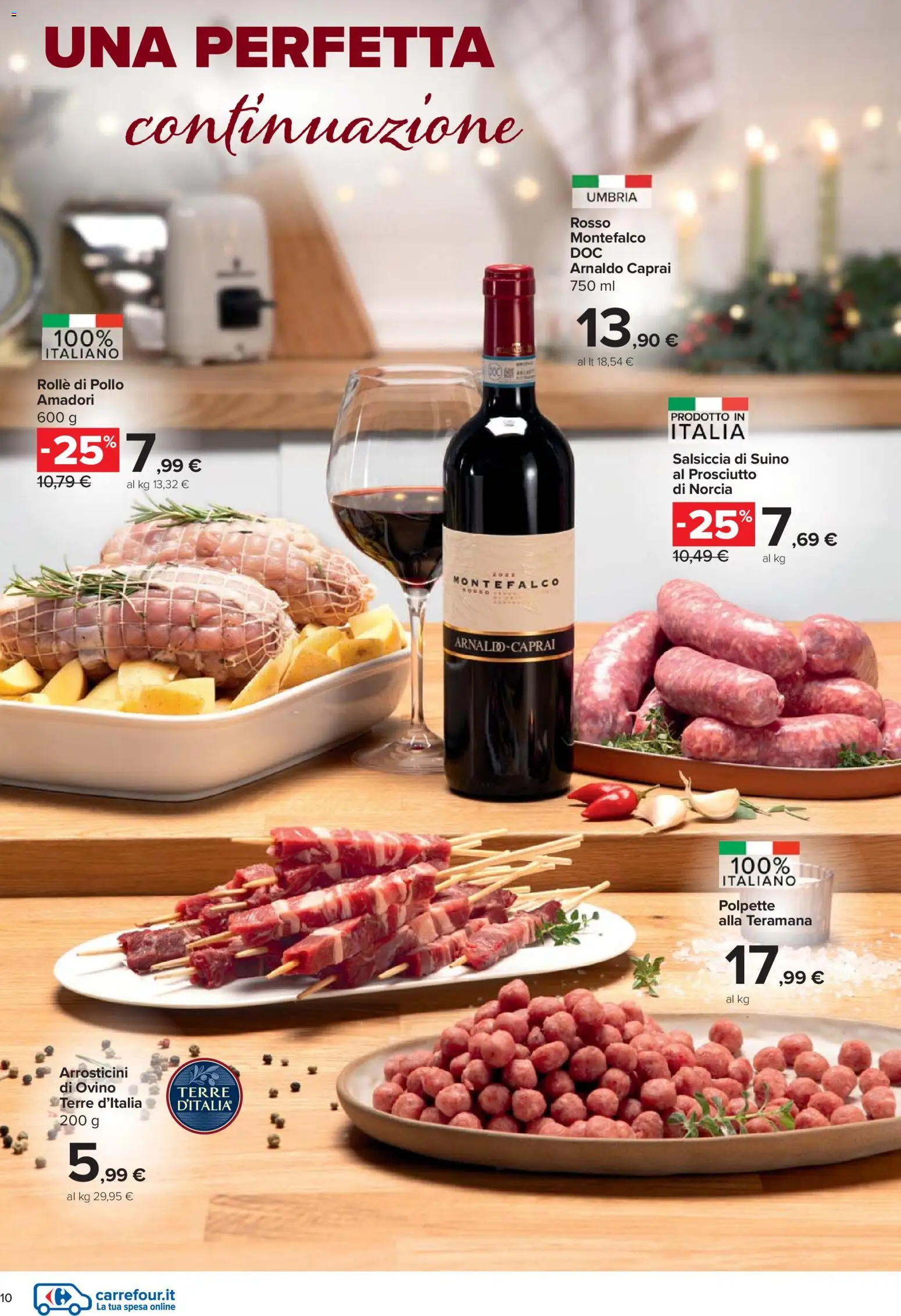 Volantino Carrefour del 27.11.2025 | Pagina: 10 | Prodotti: Pollo, Prosciutto, Arrosticini, Polpette