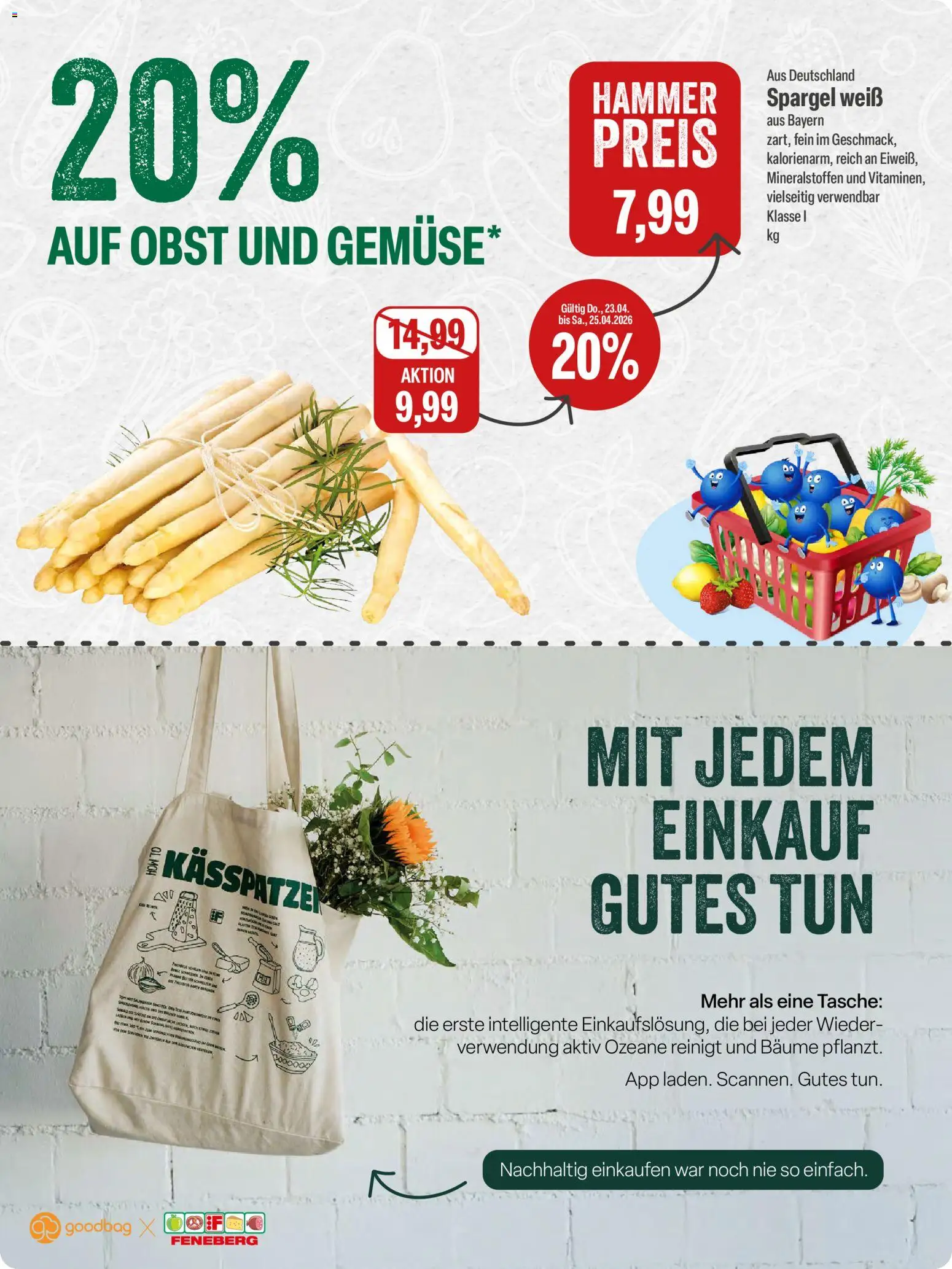 Feneberg Angebote – gültig ab 23.04.2026 | Seite: 5 | Produkte: Tasche, Öl, Spargel, Obst