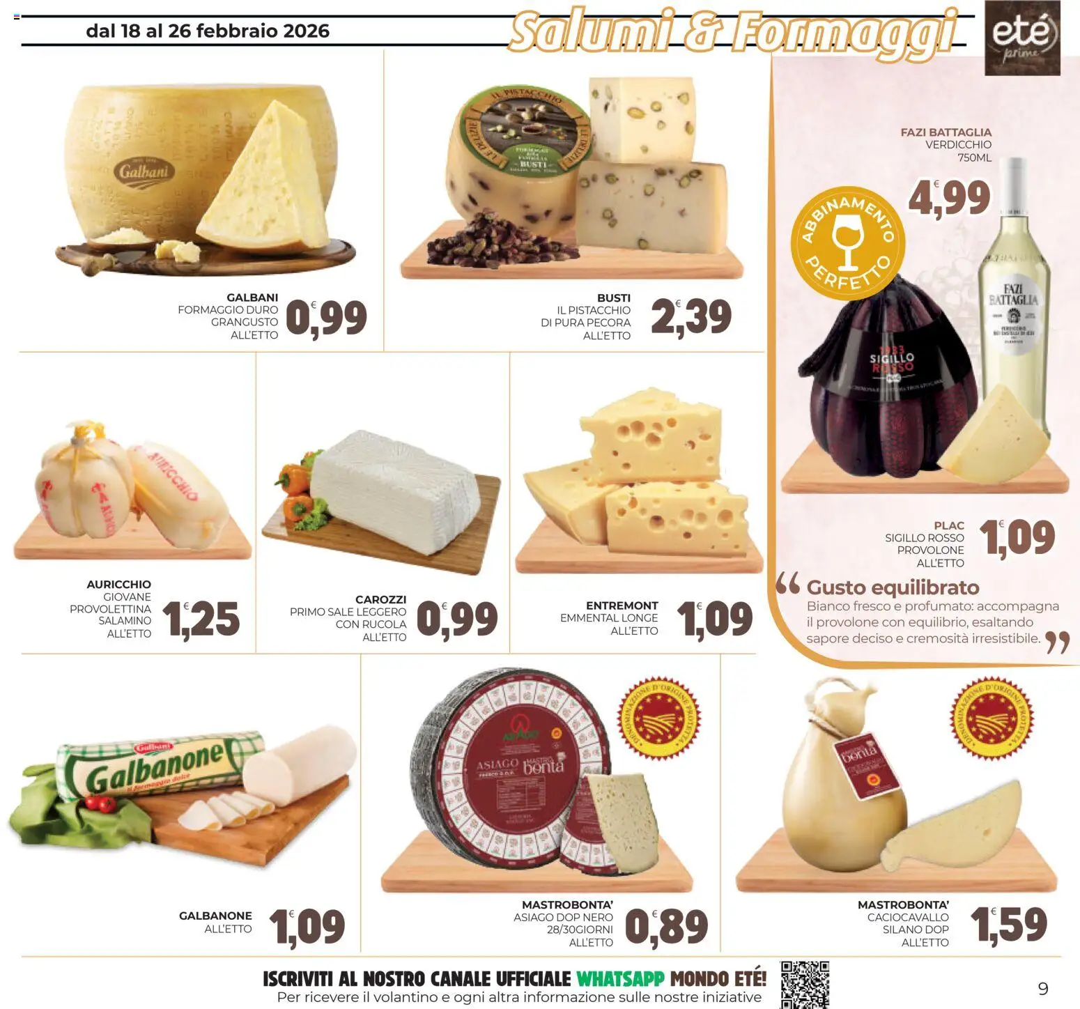 Volantino Eté del 18.02.2026 | Pagina: 9 | Prodotti: Rucola, Sale, Formaggio, Emmental