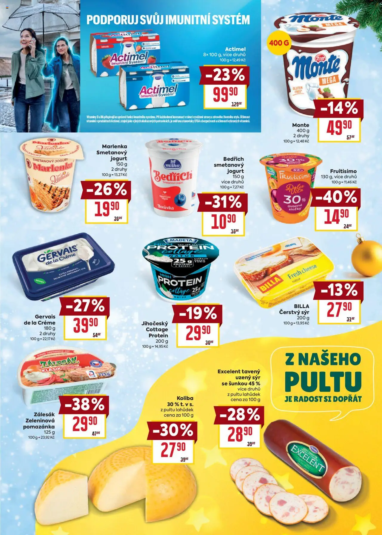 Billa leták - Vánoce od 22.10.2025 | Strana: 9 | Produkty: Sýr, Pomazánka, Actimel, Marlenka