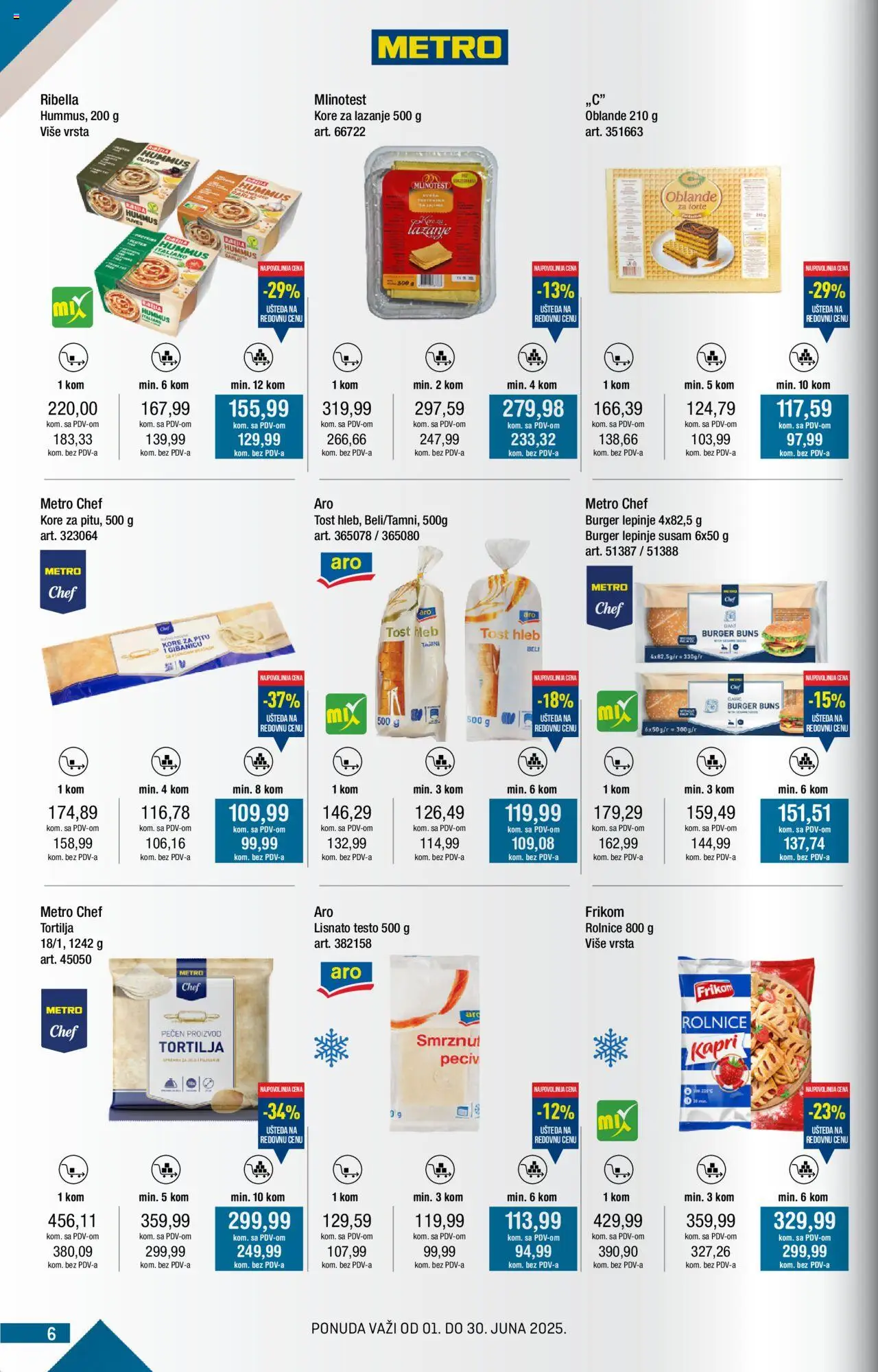 Metro katalog - važi od 01.06.2025 | Strana: 6 | Proizvode: Tortilja, Hummus, Lazanje, Hleb